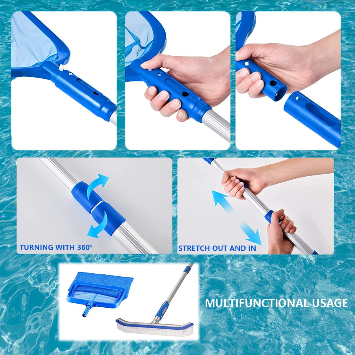 FBSPORT Pool Skimmer Net with Telescopic Pole, 59 inch Swimming Pool Leaf Net, Fine Mesh Pool Net, Pool Cleaner Maintenance Tool-Easy to Collecting Leaves for Swimming Pools, Hot Tubs, Ponds 🍁 All In One Marketplace Canada