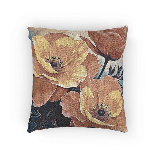 Vintage Floral Rose Woven Pillow | Tapestry Throw Pillow, Botanical Decor