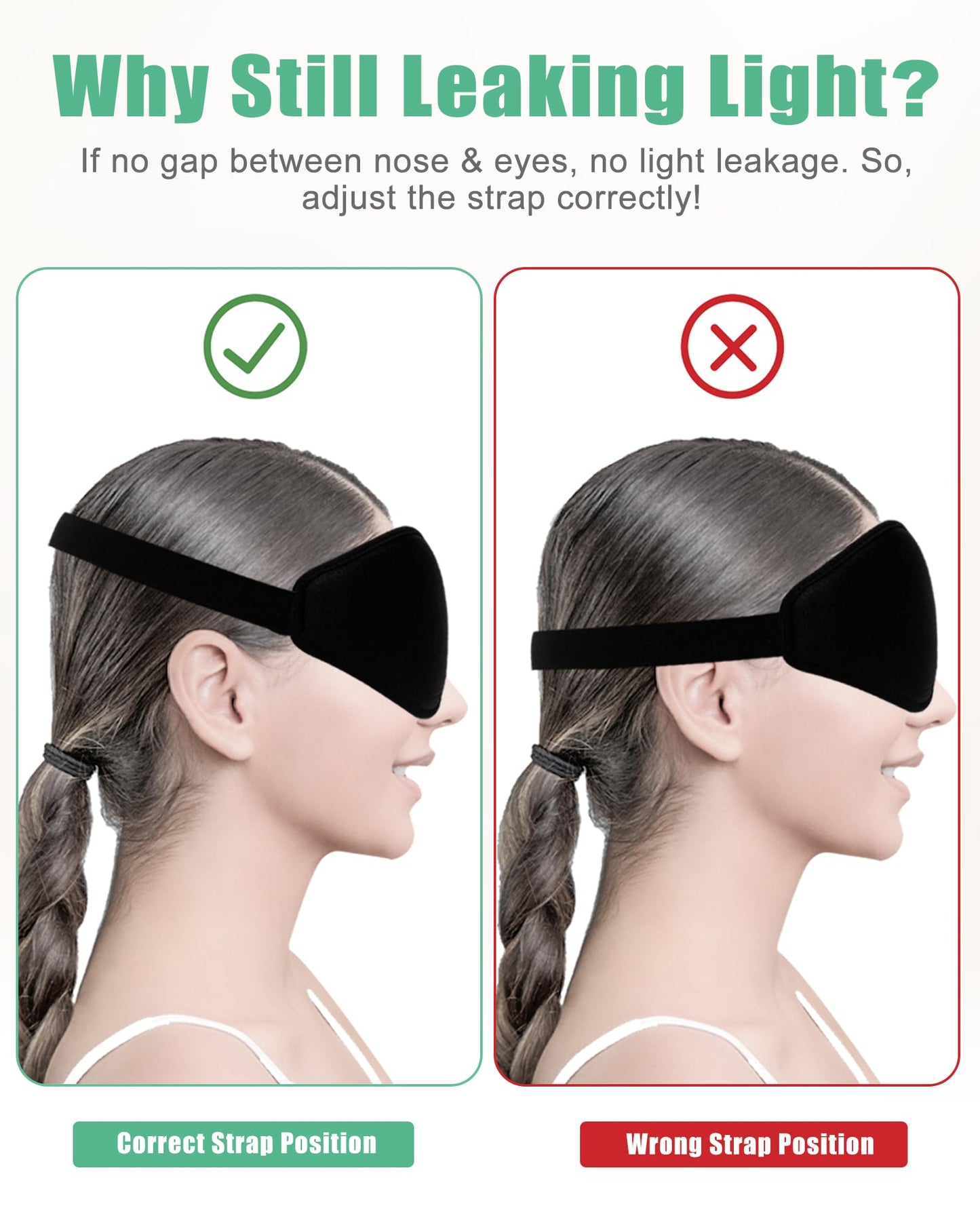 100% Blackout Sleep Mask for Women Men, 2 Packs 3D Contoured Eye Mask for Sleeping with Adjustable Strap, BeeVines Eye Mask for Eyelash Extensions Sleep Mask Blindfold, Soft Breathable Eye Shade Cover for Travel Yoga (Black & Pink)