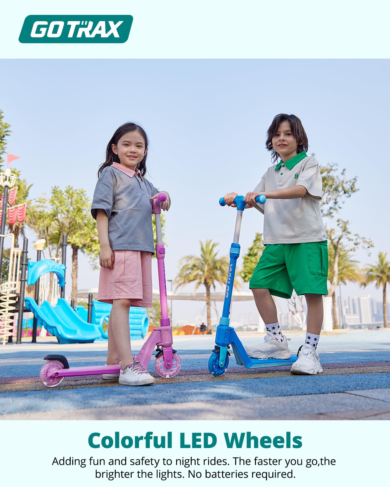 Gotrax K03 Kick Scooter for Kids, 5" LED Lighted Wheels and Adjustable Handlebars, Lightweight Design and Anti-Slip Deck, Max Load 110 Lbs, Kids Scooter for Boys & Girls Ages 3+, Blue 🍁 All In One Marketplace Canada