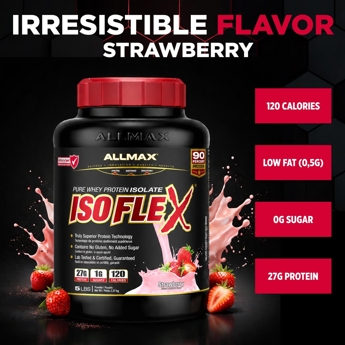 ALLMAX ISOFLEX Whey Protein Isolate, Strawberry, 5 lb 🍁 All In One Marketplace Canada