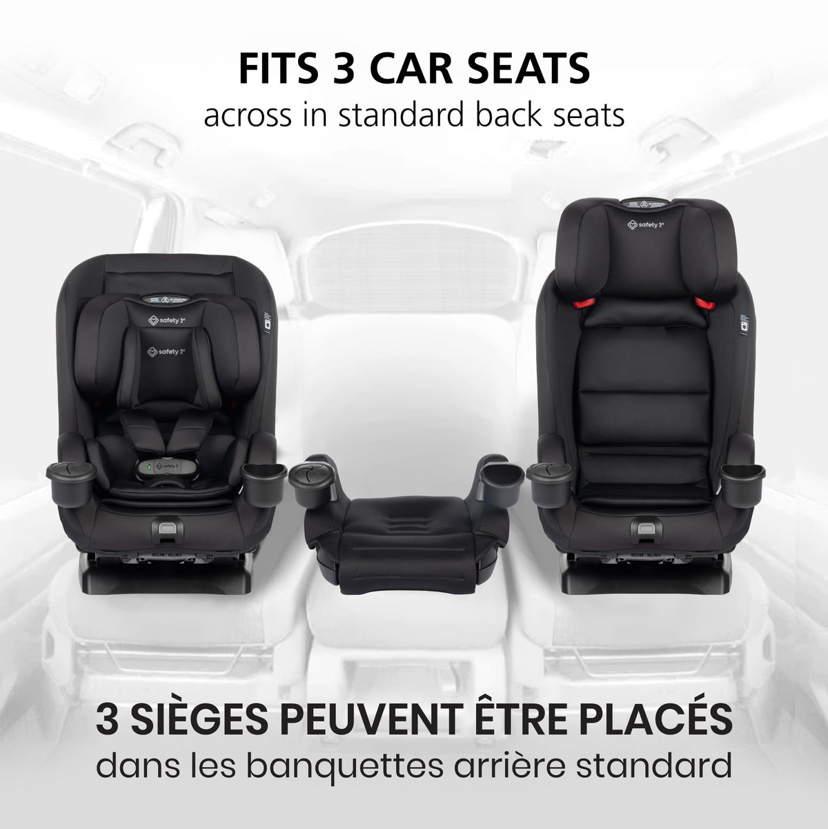 Safety 1st EverSlim 4-in-1 Convertible All-in-One Car Seat, infant to toddler, rear and forward facing, booster mode, backless booster, Fits 3 across, Washable seat, Birth to 10 years, Hexagon Horizon 🍁 All In One Marketplace Canada