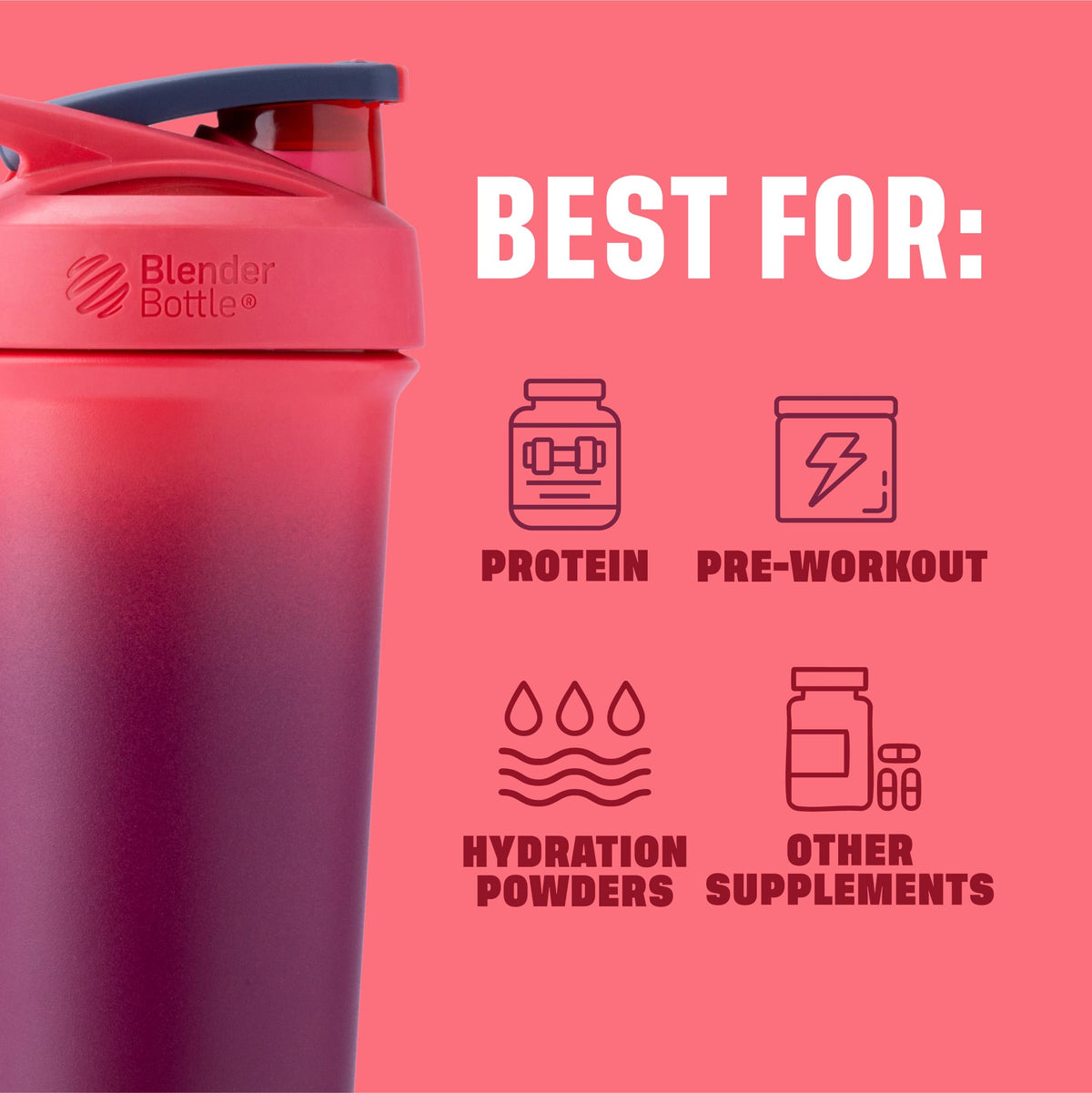 BlenderBottle Strada Sleek Shaker Cup Insulated Stainless Steel Water Bottle with Wire Whisk, 25-Ounce, Sangria Ombre 🍁 All In One Marketplace Canada