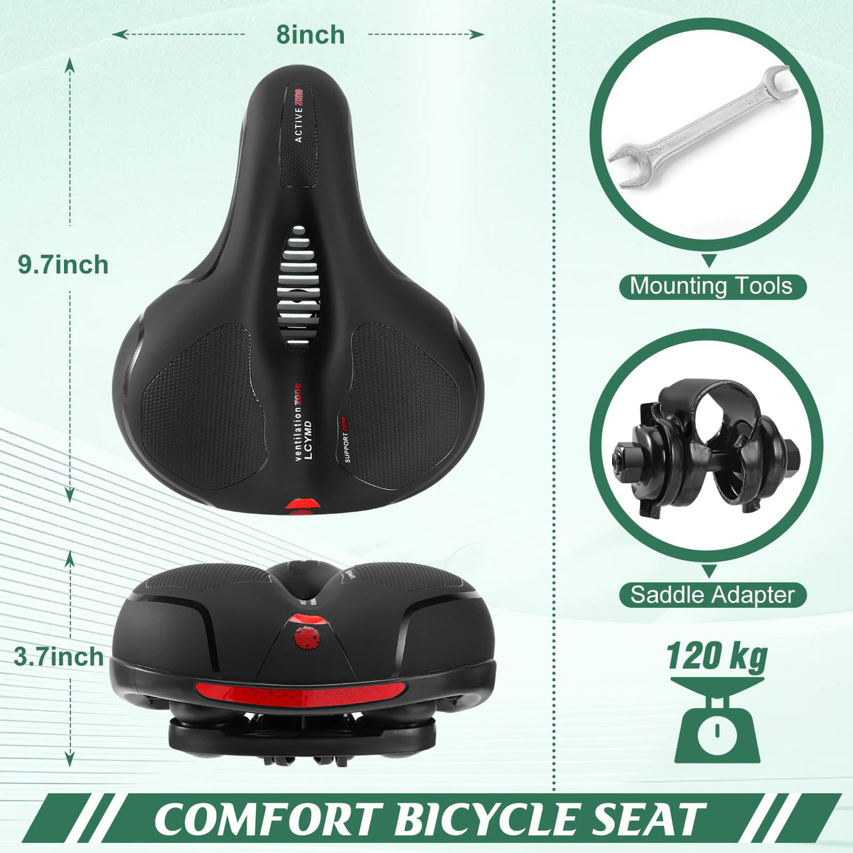 Comfortable Bike Seat for Men Women with Dual Shock Absorbing Ball Waterproof Wide Bicycle Saddle Fit for Most Standard Post 🍁 All In One Marketplace Canada