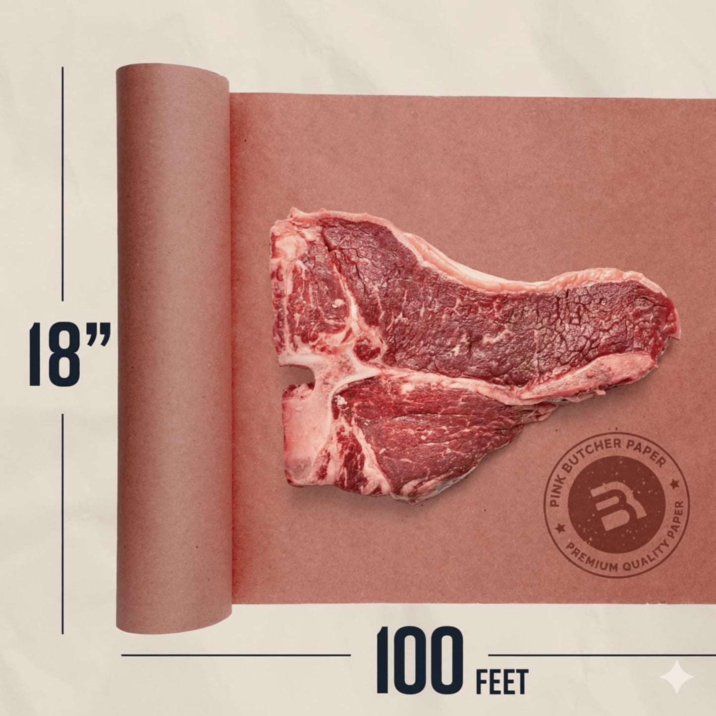 Bryco Goods Pink Butcher Paper Roll - 18 Inch x 100 Feet - Food Grade Peach Paper for Smoking & Grilling Meat, BBQ, Brisket - Unbleached Unwaxed Uncoated 🍁 All In One Marketplace Canada