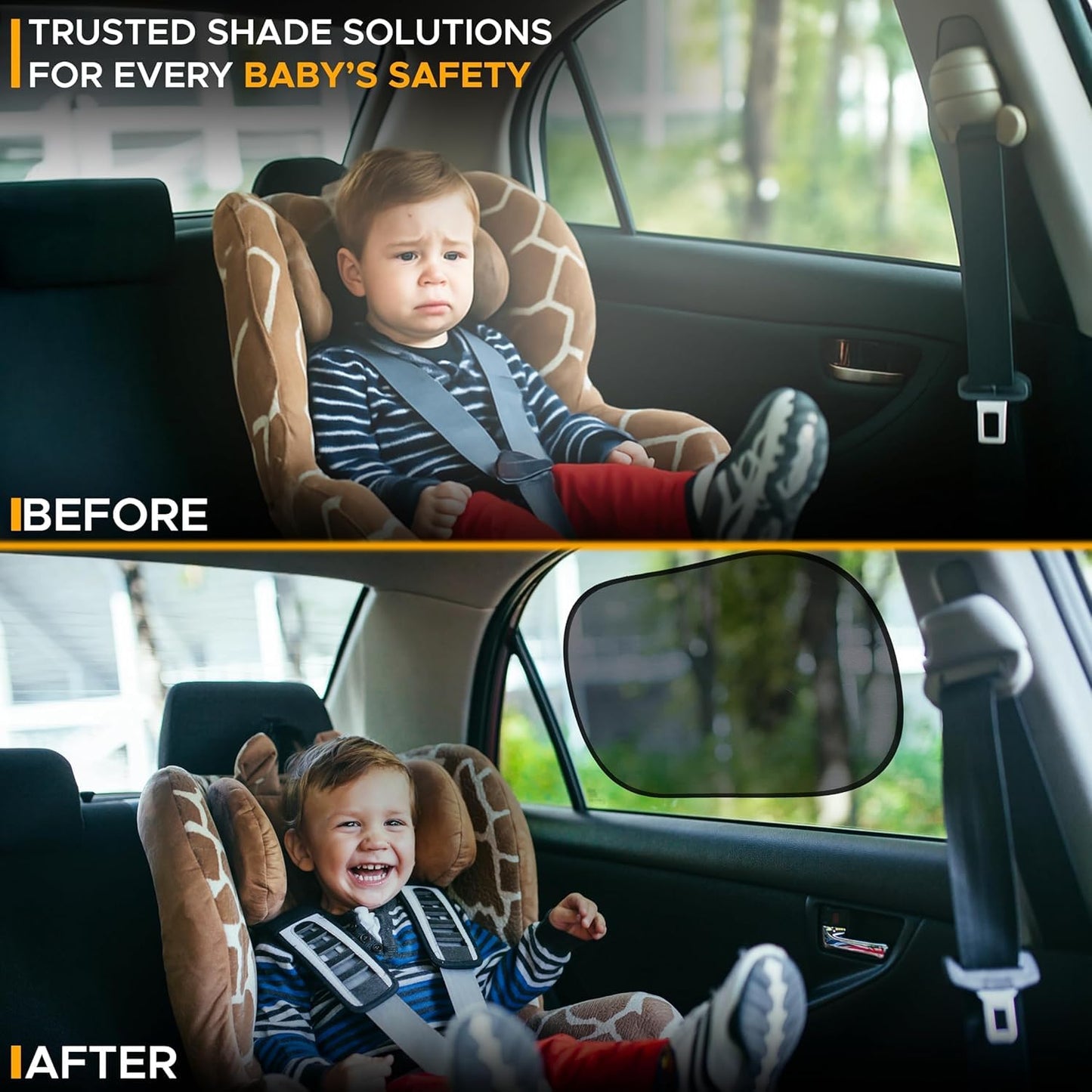 EcoNour Car Window Shades for Baby (4 Pack) - 20"x12" | Sun Shade for Car Window for Kids | Shades for Side Windows | Automotive Sun Protection from UV and Sun Glare | Baby Accessories 🍁 All In One Marketplace Canada