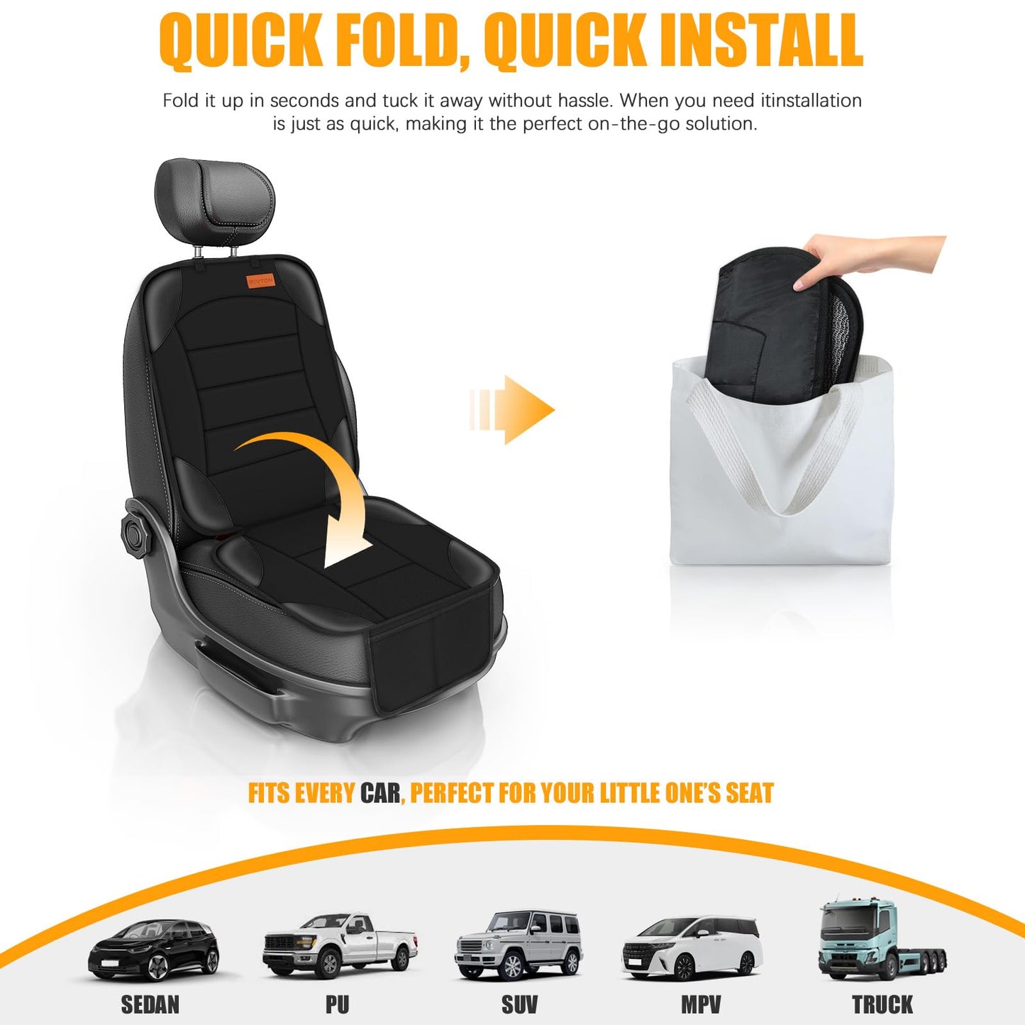 Car Seat Protector for Child Car Seat, Siivton Carseat Seat Protectors for Leather and Fabric Seats, with Mesh Pockets, Non-Slip Backing, Carseat Protectors for Vehicles (One Pack, Black) 🍁 All In One Marketplace Canada
