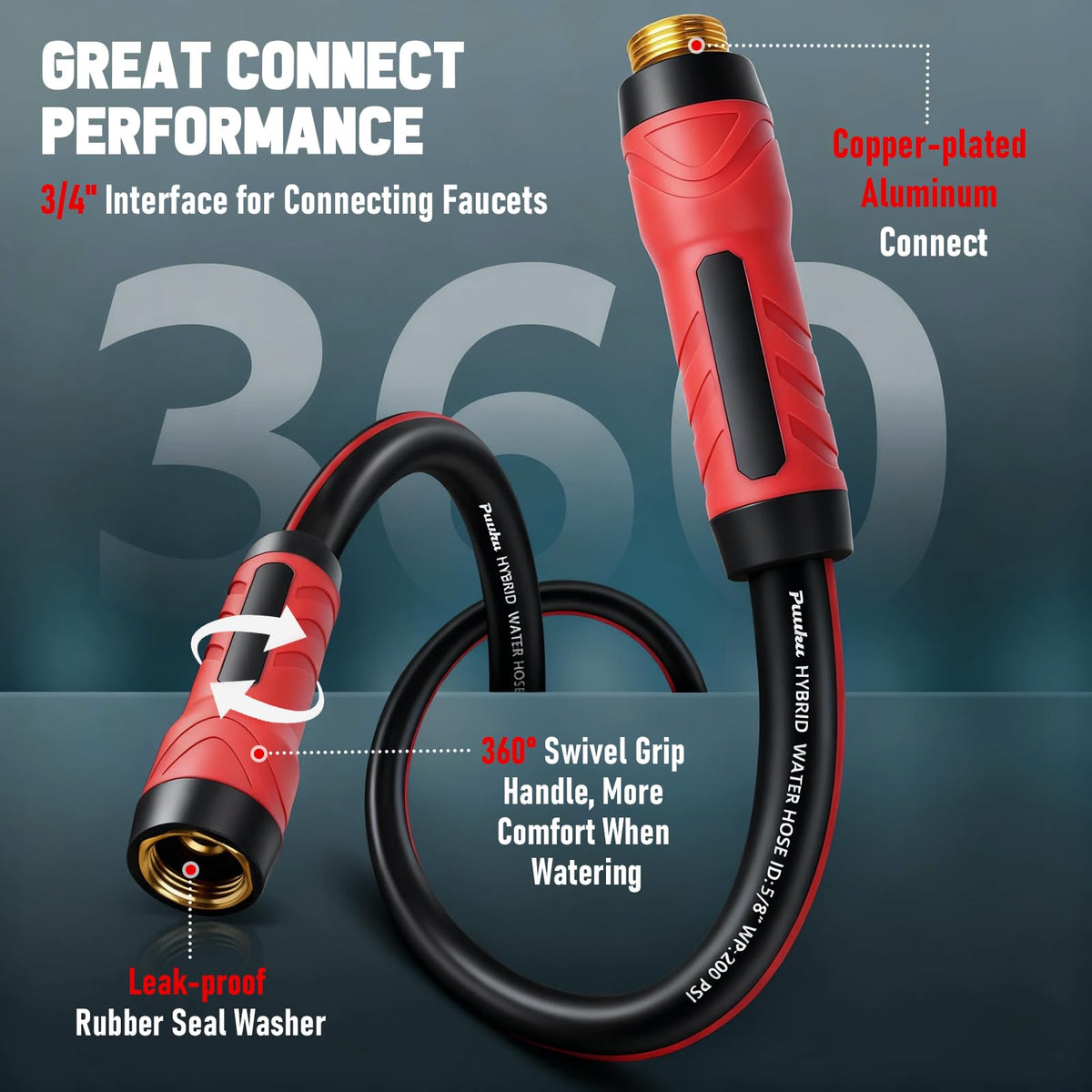 Garden Hose 25ft x 5/8", Non-Expandable Heavy Duty Premium Flexible Water Hose, No Kink, Leakproof, Lightweight Hybrid Hose with Male to Female Fittings for Household&Backyard 🍁 All In One Marketplace Canada
