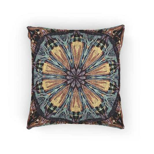 Geometric Mandala Woven Pillow | Boho Tile Decorative Cushion