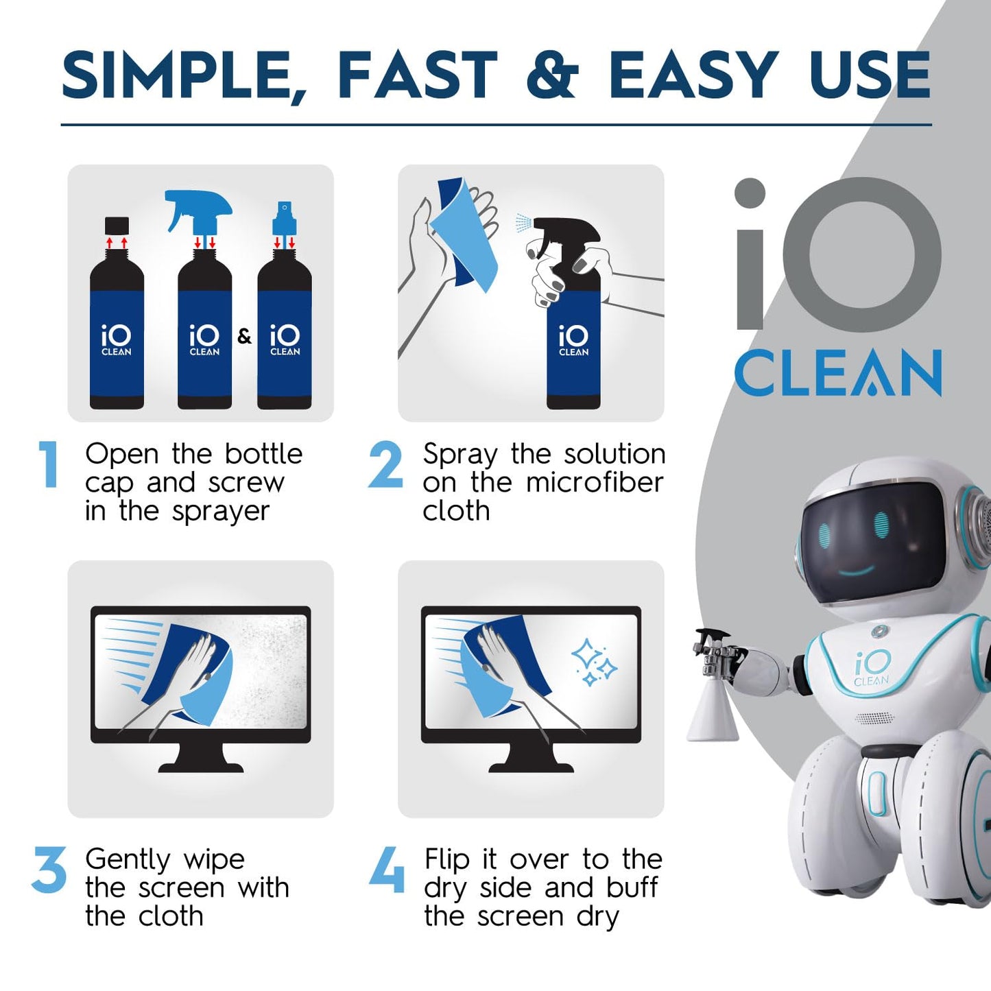 Screen Cleaner Spray (16oz) – Best Large Cleaning Kit for LCD LED OLED TV, Smartphone, iPad, Laptop, Touchscreen, Computer Monitor, Other Electronic Devices – Microfiber Cloth Wipes and 2 Nozzles 🍁 All In One Marketplace Canada