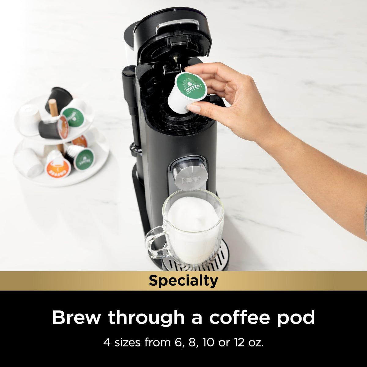 Ninja | Coffee Maker | Single Serve |Brew with Coffee Pods & Grounds| Compatible with K-Cup Coffee Pods | 4 Brew Styles, up to 24oz Cup Sizes & 56oz Removable Reservoir | Black | PB051C 🍁 All In One Marketplace Canada