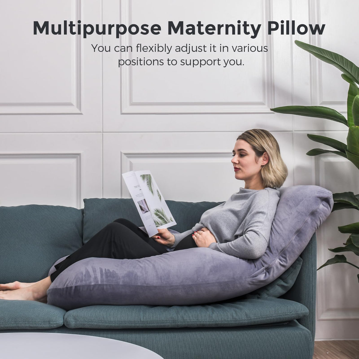 Momcozy Pregnancy Pillows for Sleeping, U Shaped Full Body Maternity Pillow with Removable Cover - Support for Back, Legs, Belly, HIPS for Pregnant Women, 57 Inch Pregnancy Pillow for Women, Grey 🍁 All In One Marketplace Canada
