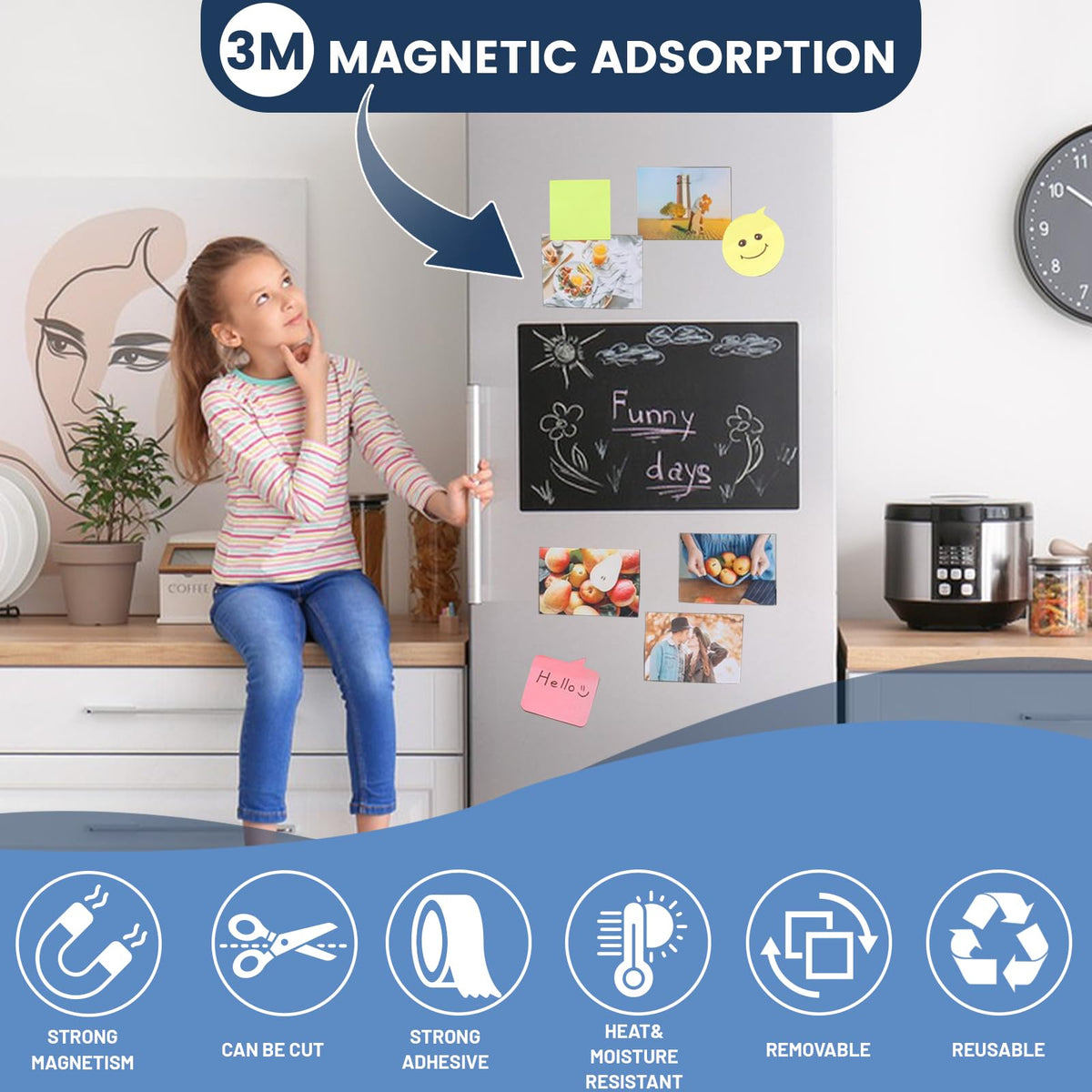 RIHEGAINT Magnetic Tape - 1/2" x 16ft Flexible Magnet Strips with 3M Strong Adhesive Backing - Perfect Fridge Magnets! 🍁 All In One Marketplace Canada