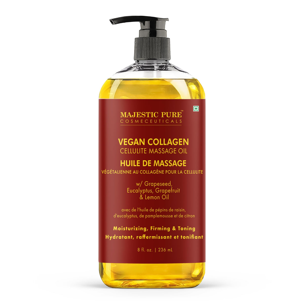 MAJESTIC PURE Cellulite Massage Oil - with Vegan Collagen & Stem Cells, Unique Blend of Massage Essential Oils - Cellulite Oil Improves Skin Tightening and Firming, 8 fl oz 🍁 All In One Marketplace Canada