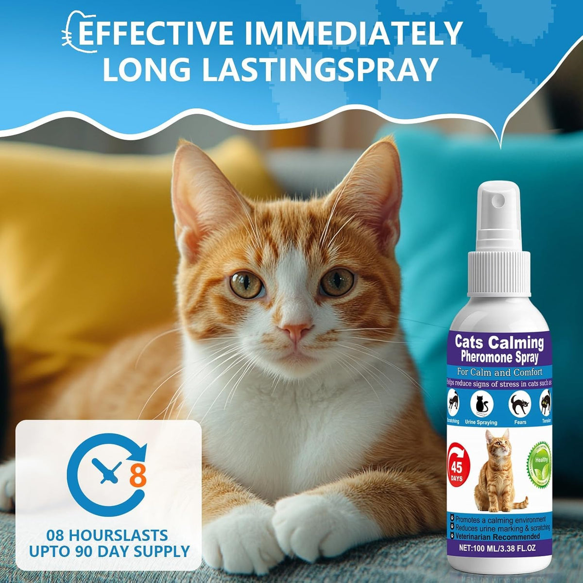 Cat Calming Spray & Cat Pheromone Spray – Stress & Anxiety Relief for Cats & Kittens, Reduces Scratching, Peeing & Marking, Safe Drug-Free Formula with F3 Cat Pheromones,2 Pack 🍁 All In One Marketplace Canada