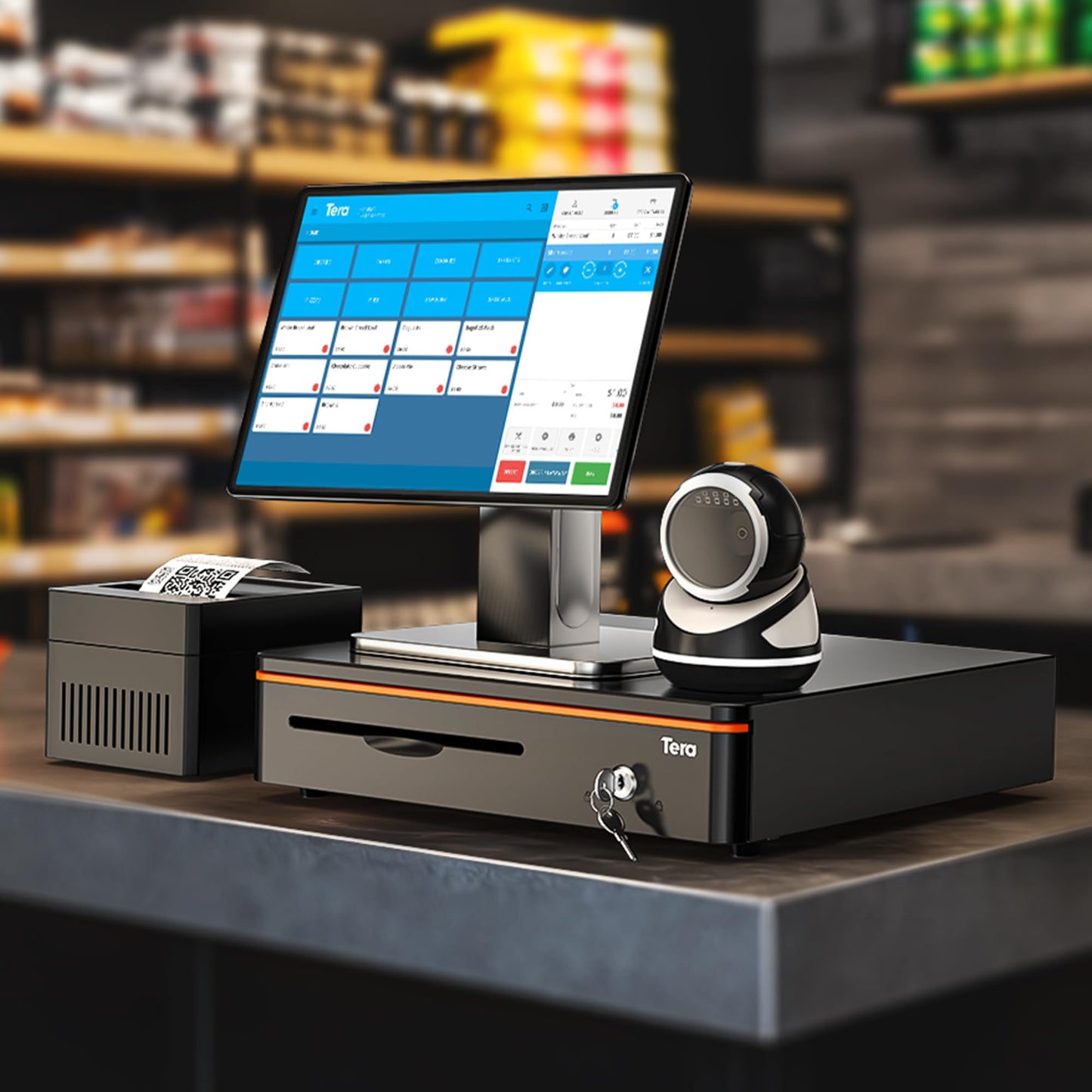 Tera 16" Auto Open Cash Register Drawer Insert Tray 5 Bill 8 Coin for Point of Sale (POS) System with Removable Cash Tray Media Slot 24V RJ12 Key-Lock (Round Corner) for Small Businesses Retail 405R 🍁 All In One Marketplace Canada