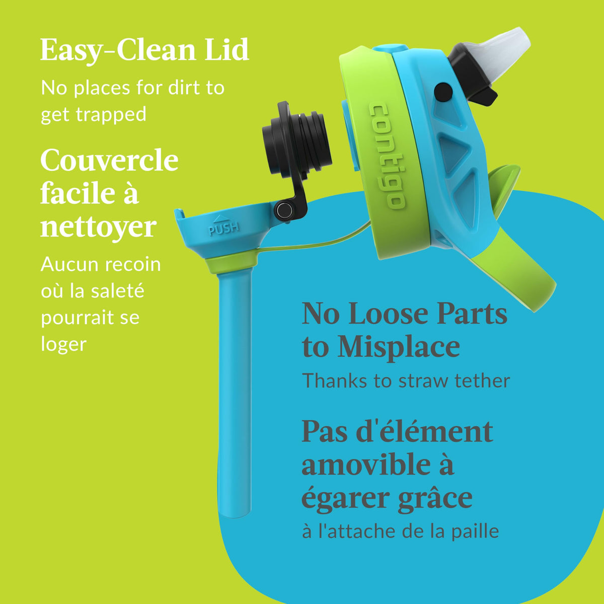 Contigo Kids Aubrey Straw Water Bottle with Leak-Proof Lid, BPA-Free Plastic, Dishwasher Safe, Blue Raspberry Lime Skater, 14 oz (414 mL) 🍁 All In One Marketplace Canada