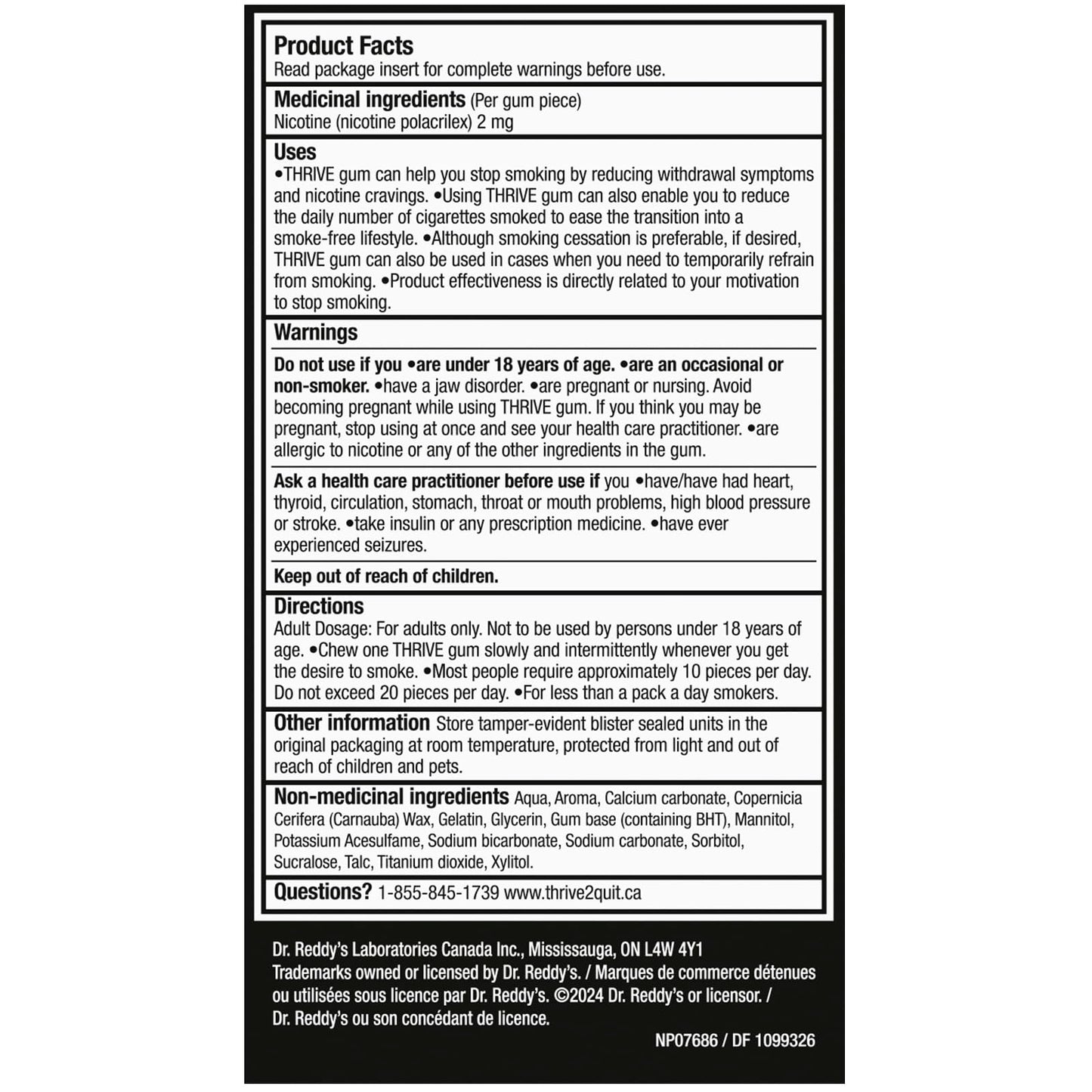 Thrive Nicotine Replacement Gum, 2mg Regular Strength, Fruit, 108 Count 🍁 All In One Marketplace Canada