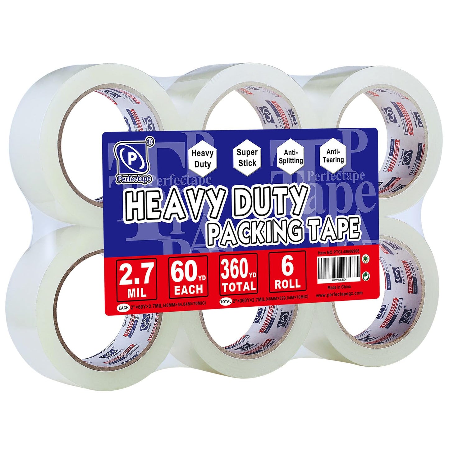 PERFECTAPE Heavy Duty Packing Tape 6 Rolls, Total 360Y, Clear, 2.7 mil, 1.88 inch x 60 Yards, Ultra Strong, Refill for Packaging and Shipping 🍁 All In One Marketplace Canada