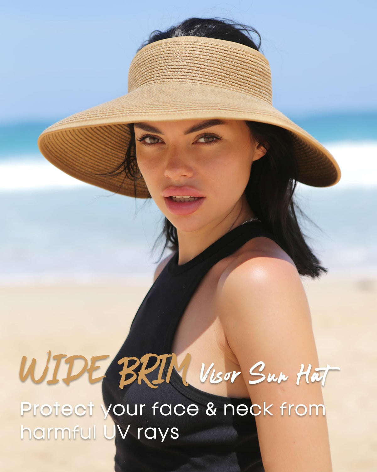 FURTALK Sun Visor Hats for Women Wide Brim Straw Roll Up Ponytail Summer Beach Hat UV UPF 50 Packable Foldable Travel 🍁 All In One Marketplace Canada