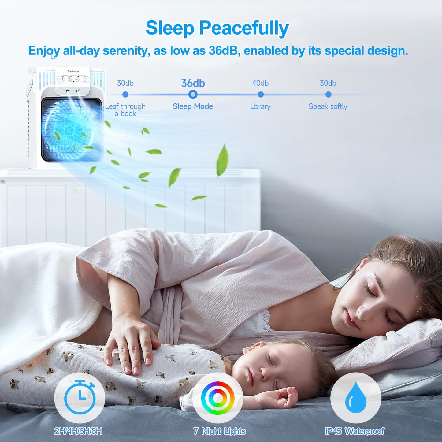 Portable Air Conditioners, 4 in 1 1200ML Personal Air Conditioner, Evaporative Air Cooler Fan with Remote, 7 RGB Light Modes, 3 Speeds & 2-8H Timer for Bedroom,Car,Nightstand, Office, Dorm, RV 🍁 All In One Marketplace Canada