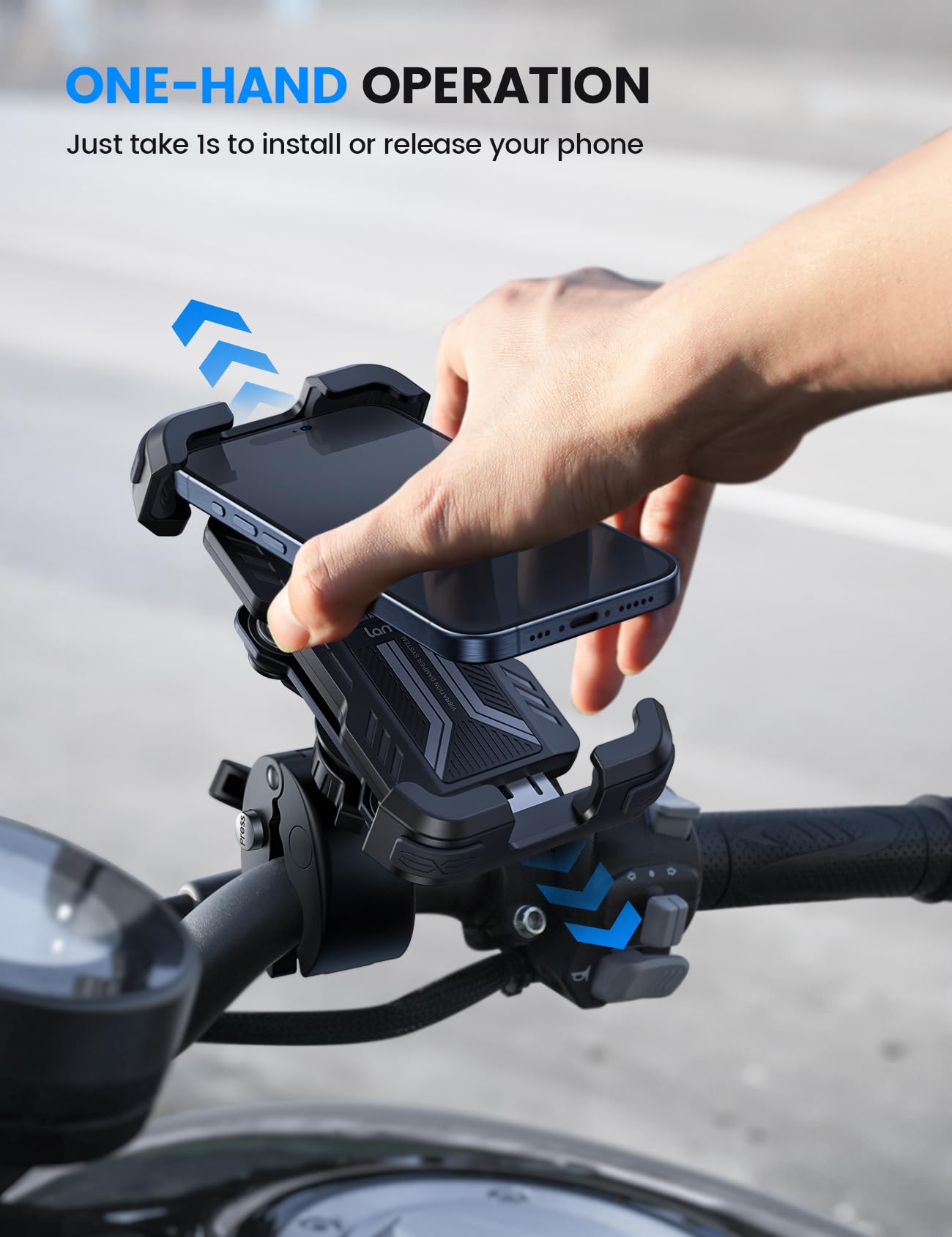 Lamicall Motorcycle Phone Mount Holder - [Dual Vibration Dampener] Anti Shake Motorcycle Phone Mount with Upgraded Handlebar Clamp, Bike Phone Mount for iPhone 14 15 Pro Max 16 17 Pro, 4.7-6.7" Phone 🍁 All In One Marketplace Canada