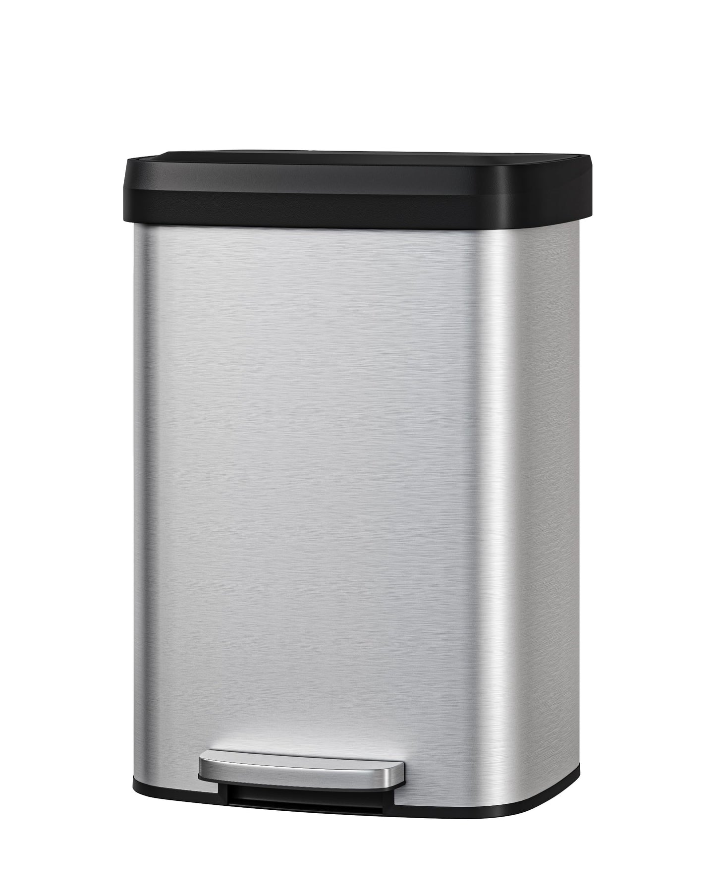 Garvee 13 gal / 50 L Stainless Steel Trash Can with Lid, Large Garbage Can for Kitchen, Rustproof Step-on Kitchen Metal Trash Bin with Liner Rim, Rear Handle, Soft Close Plastic Lid, Silver 🍁 All In One Marketplace Canada