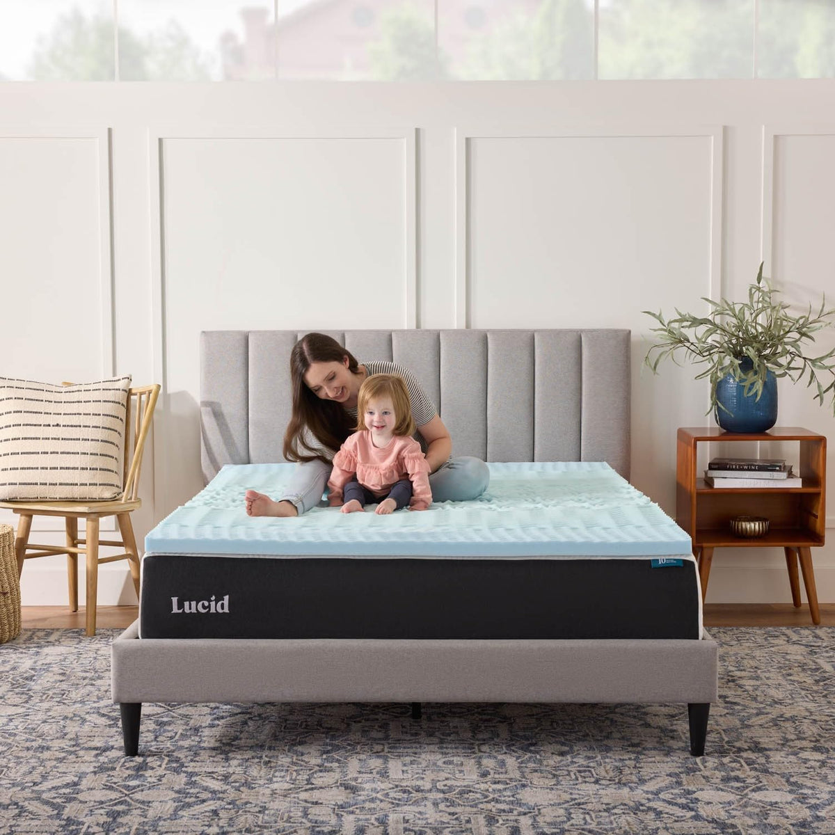 LUCID 2 Inch Gel Memory Foam Plush - Cooling Targeted Convoluted Comfort Zones Mattress Topper - Queen 🍁 All In One Marketplace Canada