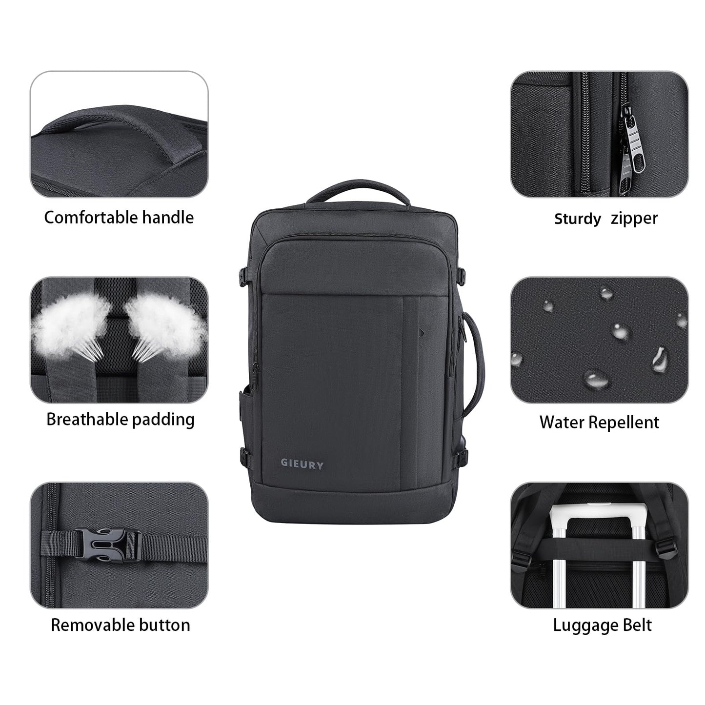 Carry On Backpack, 50L Travel Backpack, Luggage Backpack TSA Flight Approved Laptop Backpack for Men & Women, Large Expandable Backpack 40L Daypack Lightweight Business Weekender Bag, Black 🍁 All In One Marketplace Canada