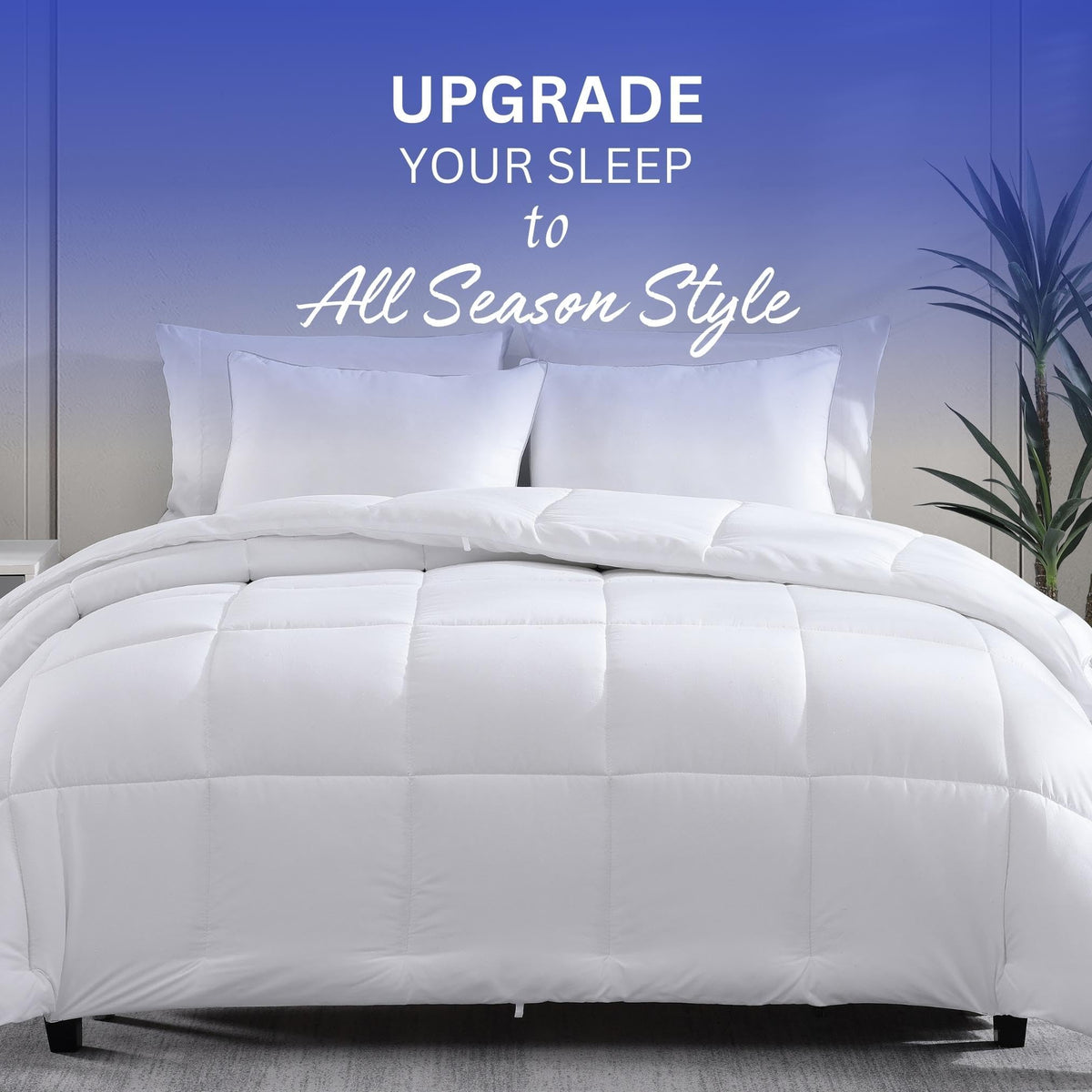 Comforter Queen Size - Down Alternative Hypoallergenic Duvet Insert, Ultra-Soft Microfiber, Box-Stitch Quilted with Corner Tabs, All Season, Machine Washable, 88x88 - White 🍁 All In One Marketplace Canada