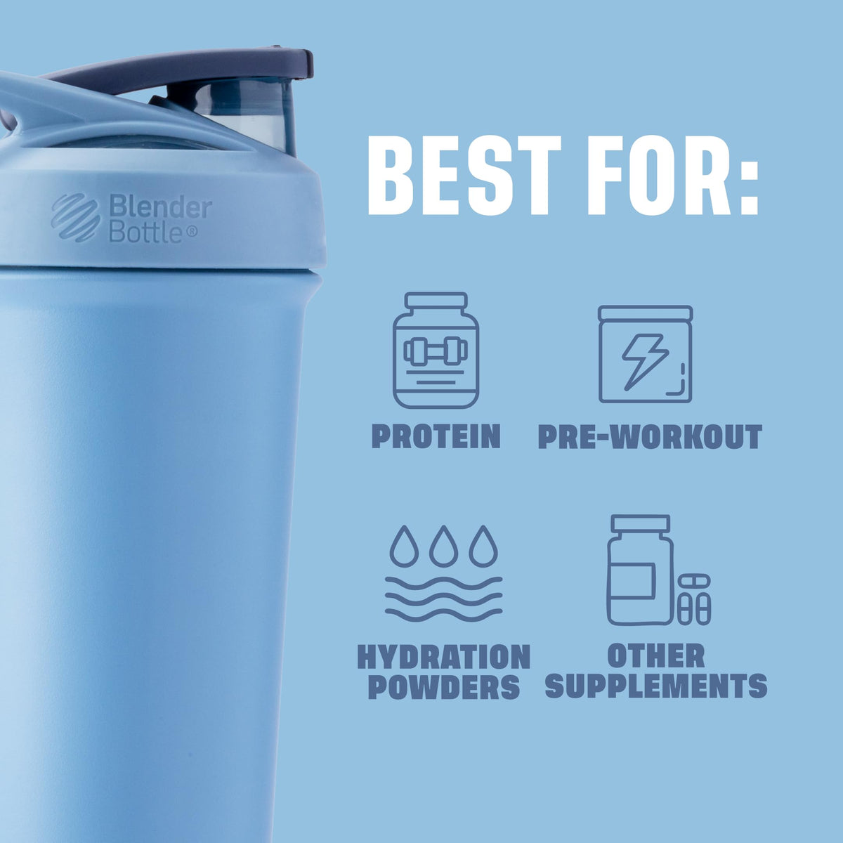 BlenderBottle Strada Sleek Shaker Cup Insulated Stainless Steel Water Bottle with Wire Whisk, 25-Ounce, Dusty Blue 🍁 All In One Marketplace Canada