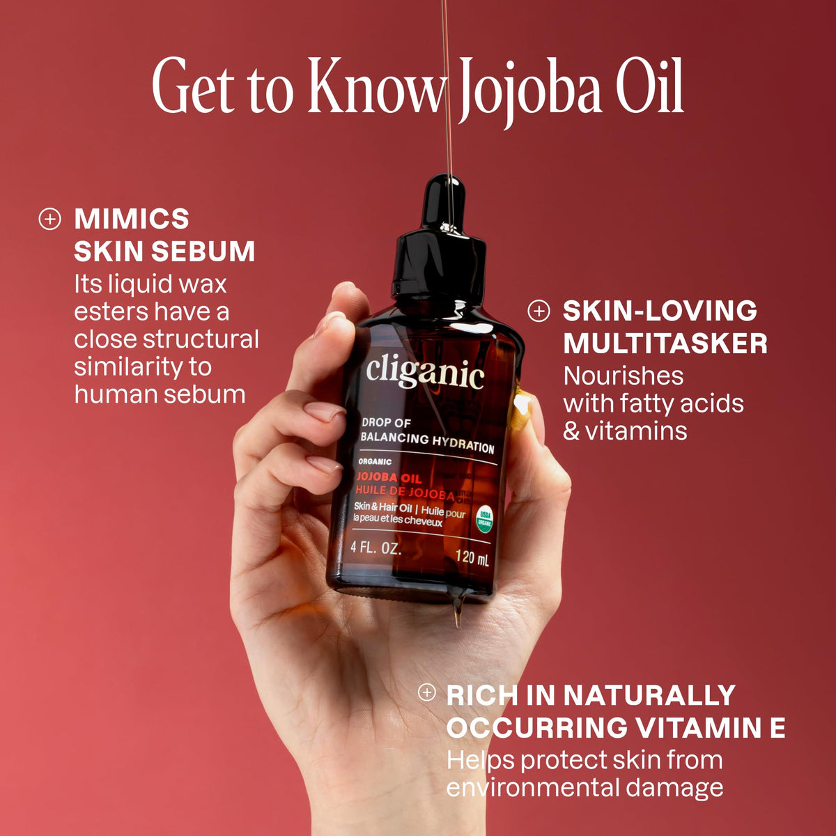 Cliganic Organic Jojoba Oil 473ml, 100% Pure | Bulk, Natural Cold Pressed Unrefined Hexane Free for Hair & Face | Base Carrier Oil 🍁 All In One Marketplace Canada