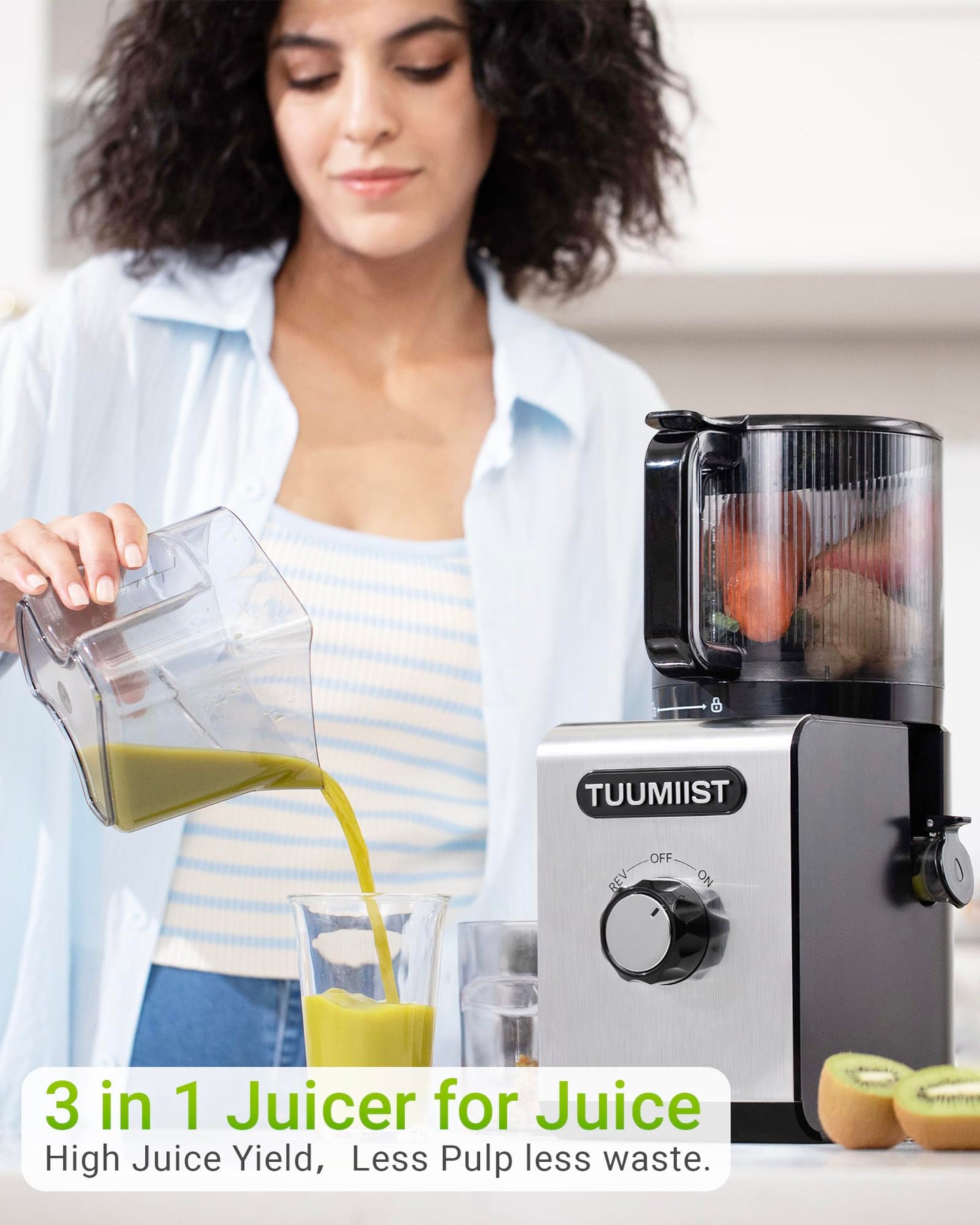 Juicer Machine, 6.5" Large Feed Chute Cold Press Juicer with 350W, Slow Masticating Juicer for Whole Vegetables & Fruits, High Juice Yield, Easy to Clean, Black 🍁 All In One Marketplace Canada