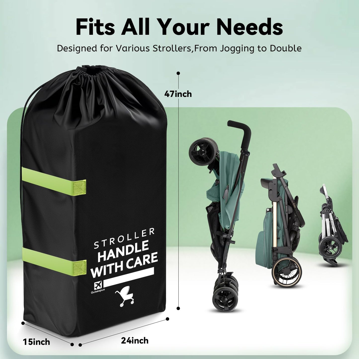 Stroller Travel Bag for Airplane: 117H*53W*33D cm Stroller Bag for Air Travel,Baby Travel Essentials Fits Single/Double/Jogging/Umbrella/Baby Stroller Travel System Like Chicco, Evenflo 🍁 All In One Marketplace Canada