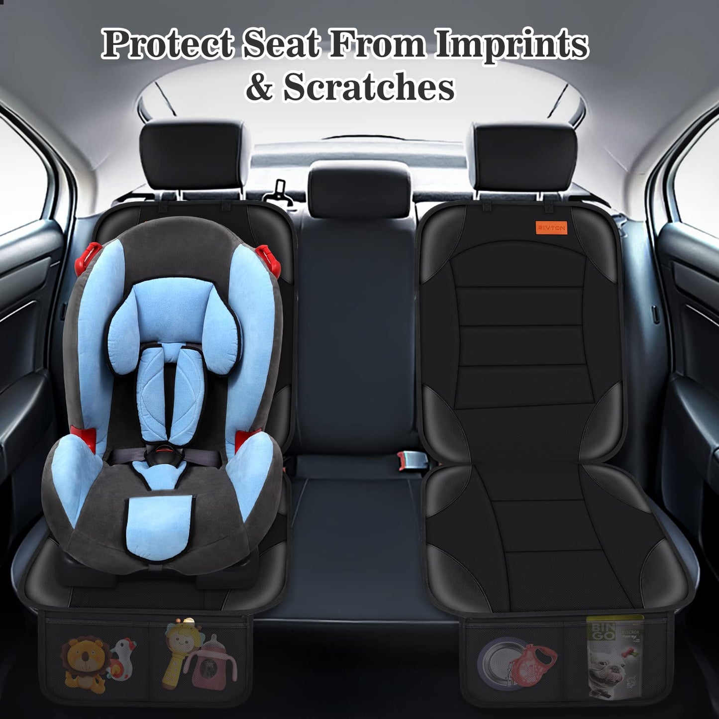 Car Seat Protector for Child Car Seat, Siivton Carseat Seat Protectors for Leather and Fabric Seats, with Mesh Pockets, Non-Slip Backing, Carseat Protectors for Vehicles (One Pack, Black) 🍁 All In One Marketplace Canada