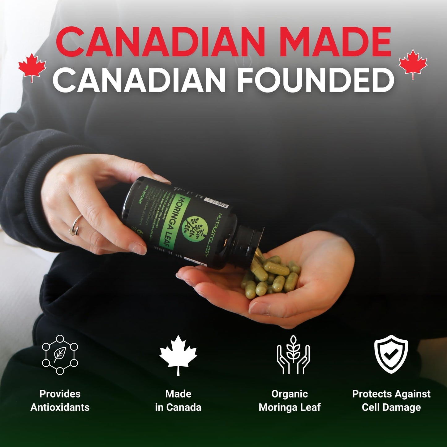 Nutratology® Organic Moringa Leaf Capsules | 1200MG Per Serving | Canadian-Made | Provides Powerful Antioxidants - Protects Against Cell Damage, Supports Liver Detox & Gut Health - 120 Caps 🍁 All In One Marketplace Canada