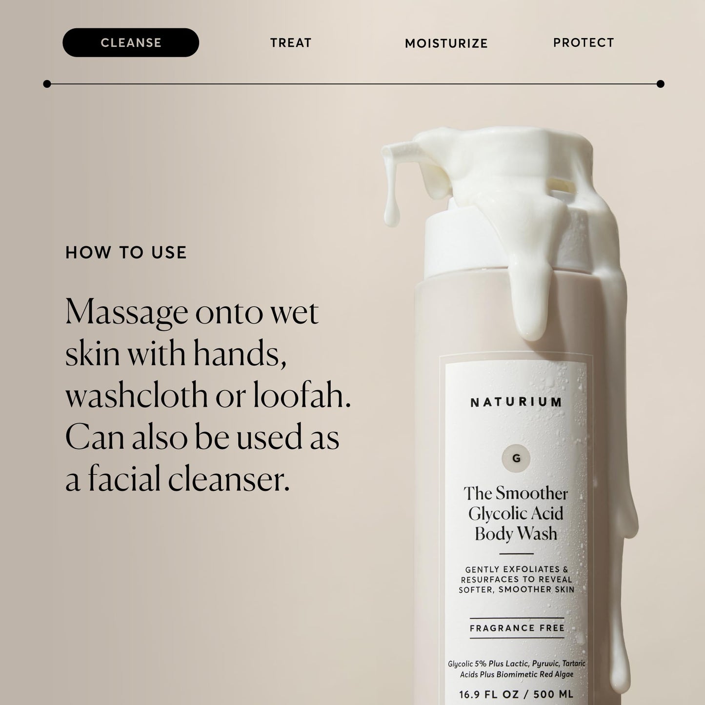 Naturium The Smoother Glycolic Acid Exfoliating Body Wash | With an AHA Blend of Glycolic & Lactic Acids, For Rough, Uneven Skin | 16.9 FL OZ / 500 ml 🍁 All In One Marketplace Canada