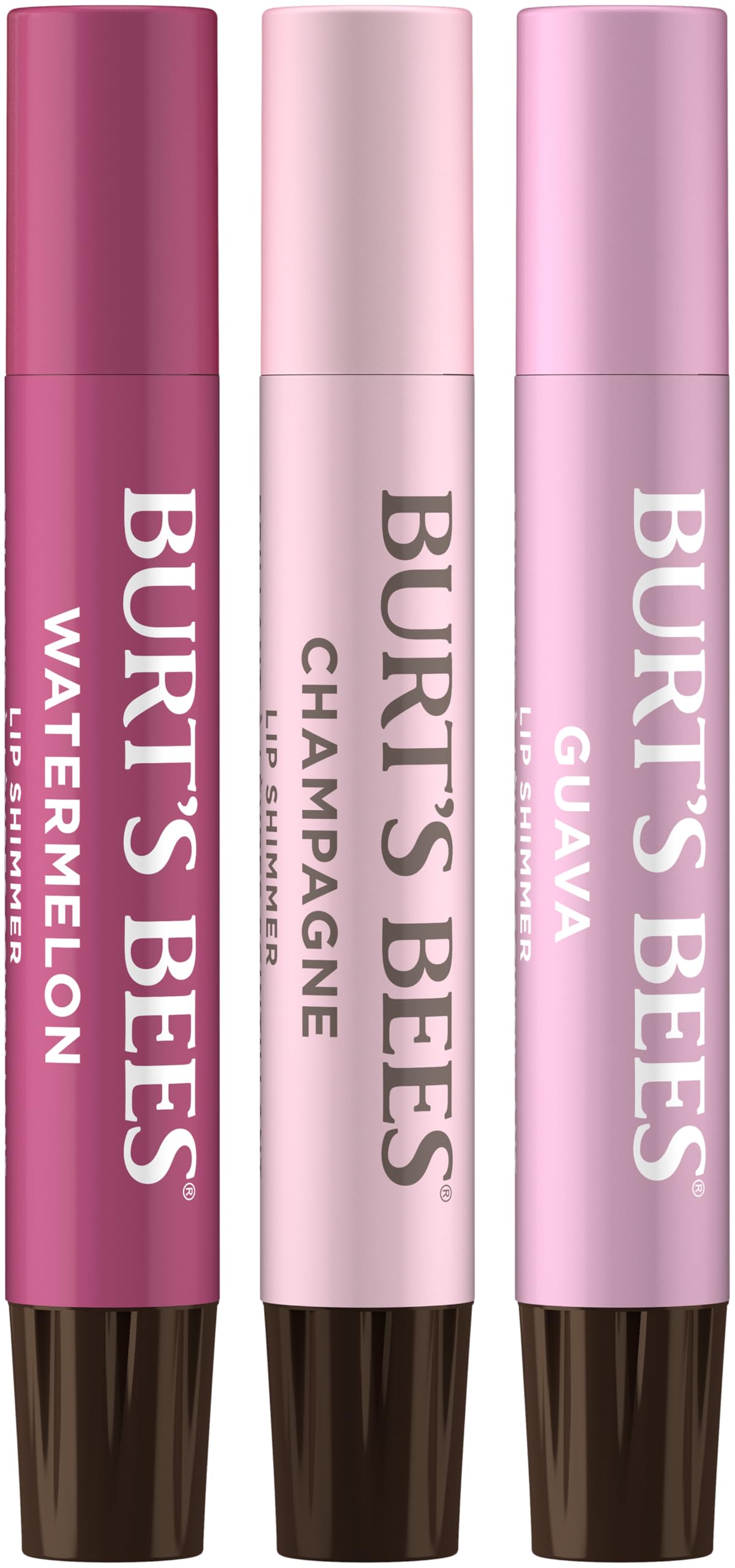 Burt's Bees Lip Shimmer, 100% Natural Origin Lip Gloss, Tinted Lip Colour | Get Soft and Hydrated Lips | Pack of 3 - (Pink) Champagne, Watermelon, Guava 🍁 All In One Marketplace Canada