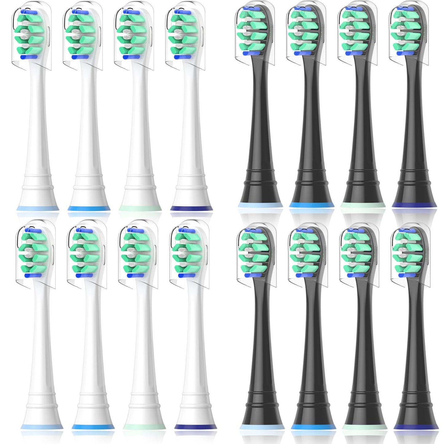 Toothbrush Head Compatible with Philips Sonicare Electric Toothbrush, Replacement Brush Heads for Phillips Sonicare 4100 5100 6100 9900 C2 W3 and More Click-on Handles (8white+8black) 🍁 All In One Marketplace Canada