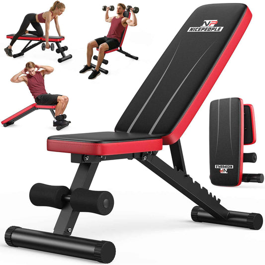 NICEPEOPLE Foldable Basic Weight Bench for Home Gym, Workout Bench with 8 Backrests, 660LBS Weight Capacity Adjustable Bench 🍁 All In One Marketplace Canada