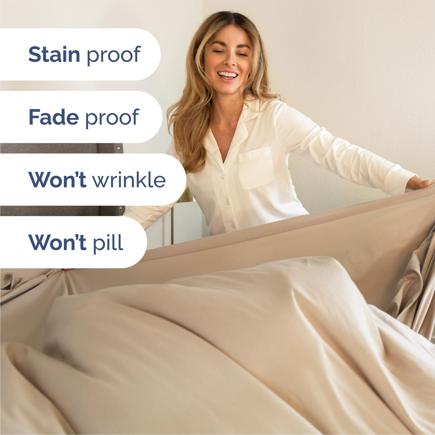 Queen Size 4 Piece Sheet Set - Comfy Breathable & Cooling Sheets - Hotel Luxury Bed Sheets for Women & Men - Deep Pockets, Easy-Fit, Extra Soft & Wrinkle Free Sheets - Cream Oeko-Tex Bed Sheet Set 🍁 All In One Marketplace Canada
