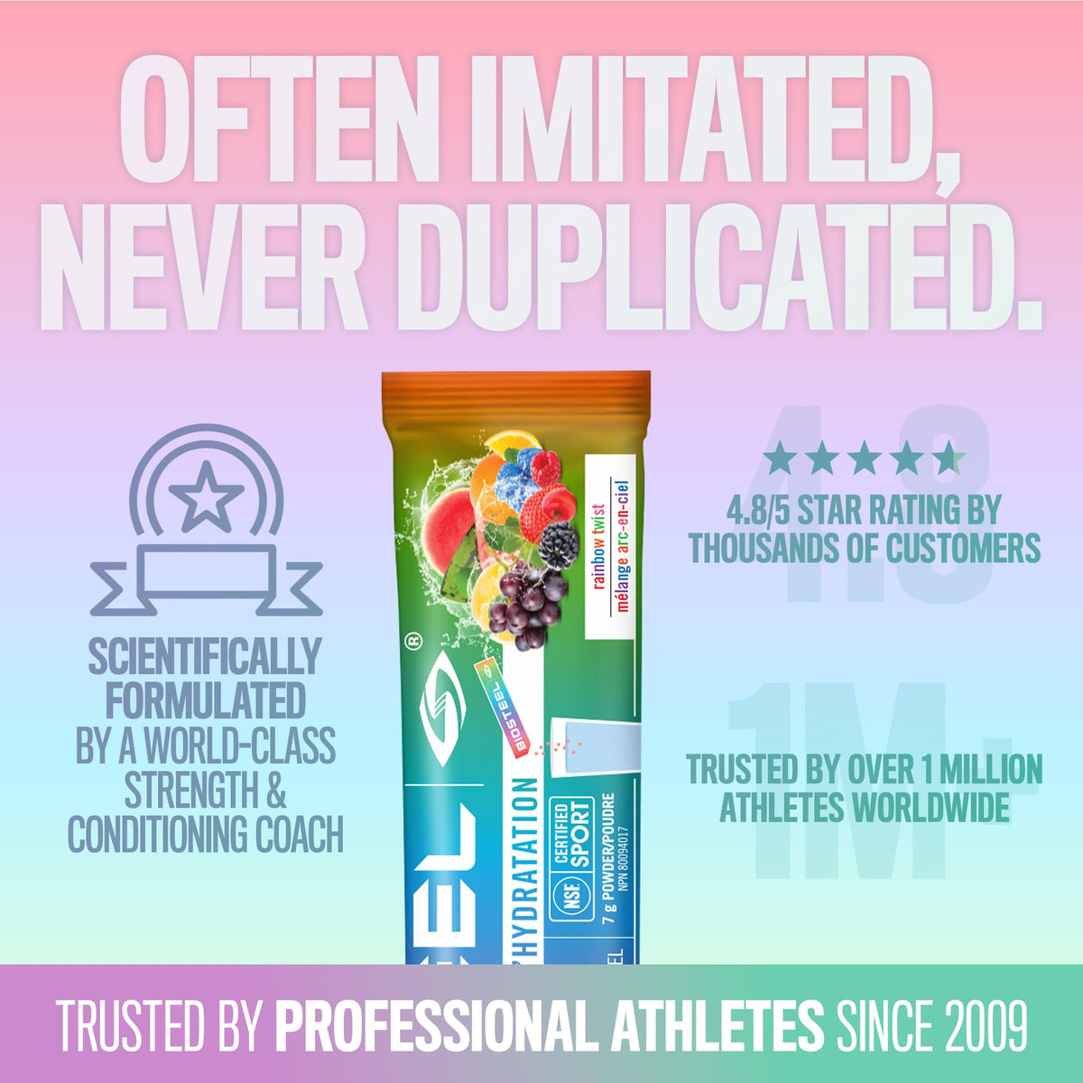 BioSteel Electrolyte Hydration Mix, Rainbow Twist, 12 Sticks, Zero Sugar 🍁 All In One Marketplace Canada