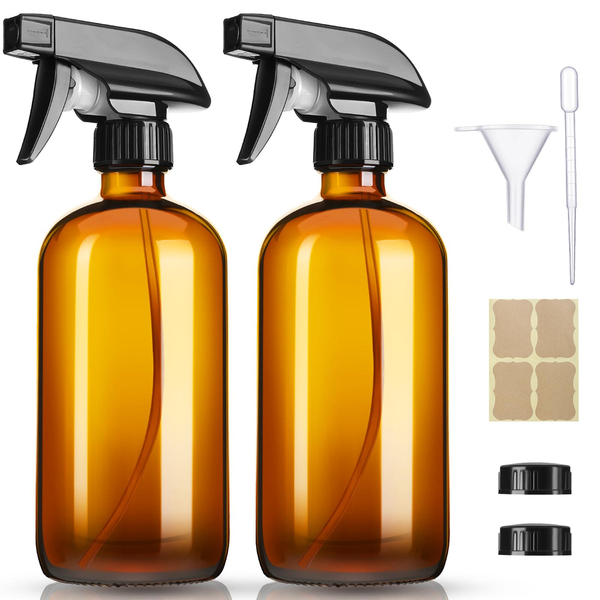 GIVAMEIHF 16oz Amber Glass Spray Bottles,2 Pack Glass Spray Bottles Refillable Empty Bottle with Adjustable Nozzle,Spray Bottle for Essential Oils,Cleaning,Pets,Plant, Hair Mister 🍁 All In One Marketplace Canada