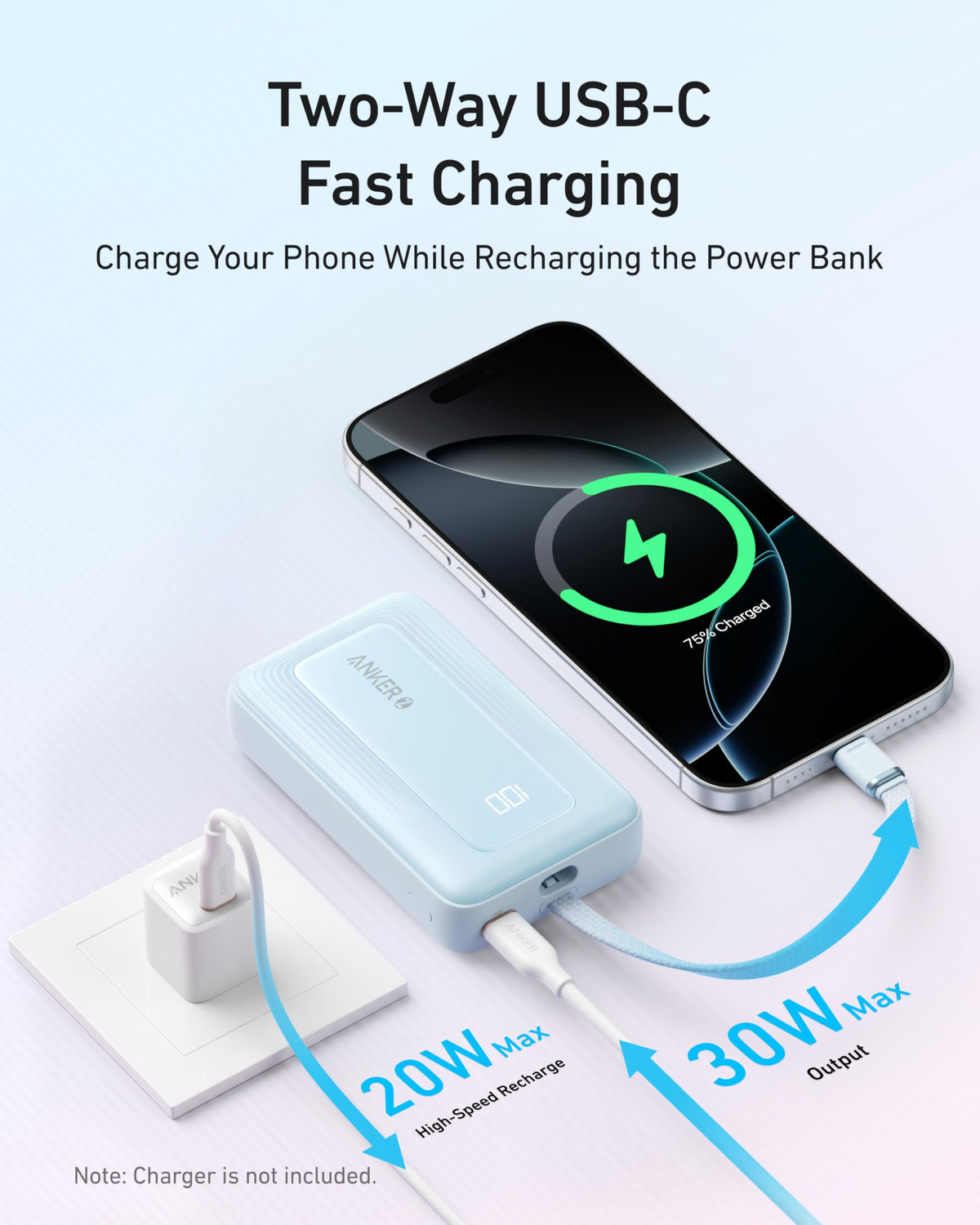 Anker Zolo Power Bank (2025 Upgraded Version), 20,000mAh 30W High-Speed Portable Charger with Built-in USB-C Cable, Battery Pack for iPhone 17/16 / 15 Series, Galaxy, and More (20000, Amp Hours) 🍁 All In One Marketplace Canada