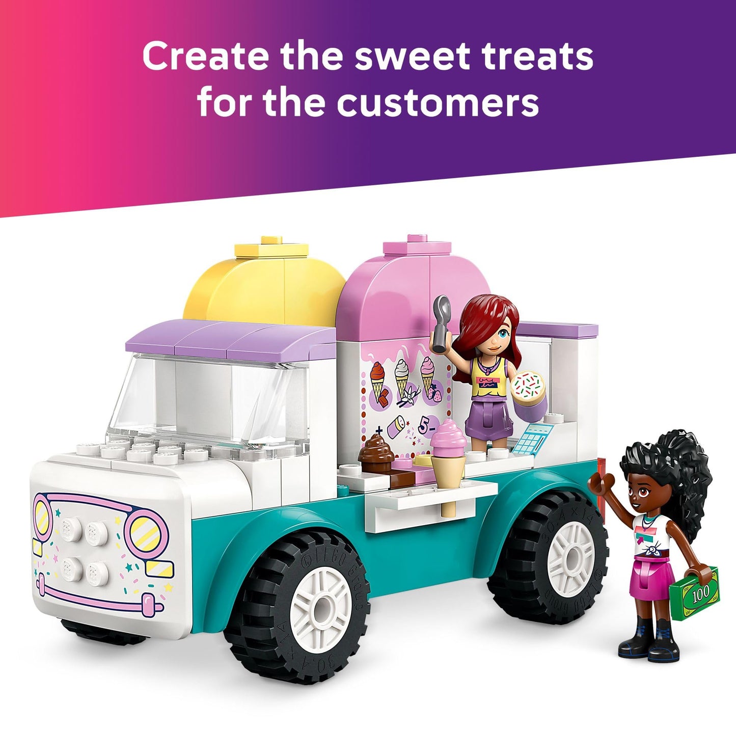 LEGO Friends Heartlake City Ice Cream Truck Toy - Building Toy Pretend Play Set for Kids, Girls and Boys, Ages 4+ - Preschool Building Blocks with 2 Minidolls and Rabbit Figure - 42644 🍁 All In One Marketplace Canada