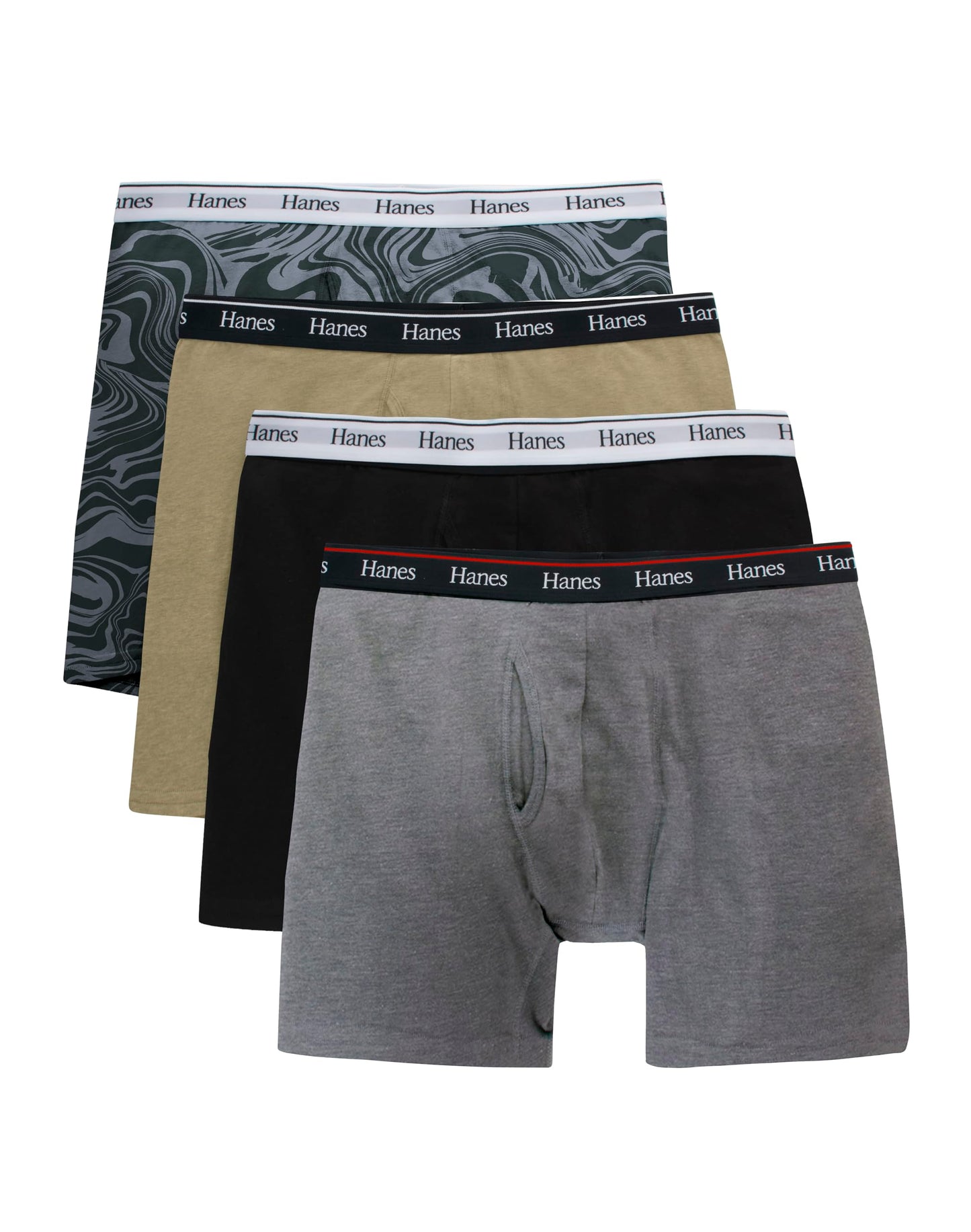 Hanes Originals Men's Boxer Briefs, Stretch Cotton Moisture-Wicking Underwear, Modern Fit Low Rise, Pack of 4, Grey/Black assortement, Size Large 🍁 All In One Marketplace Canada