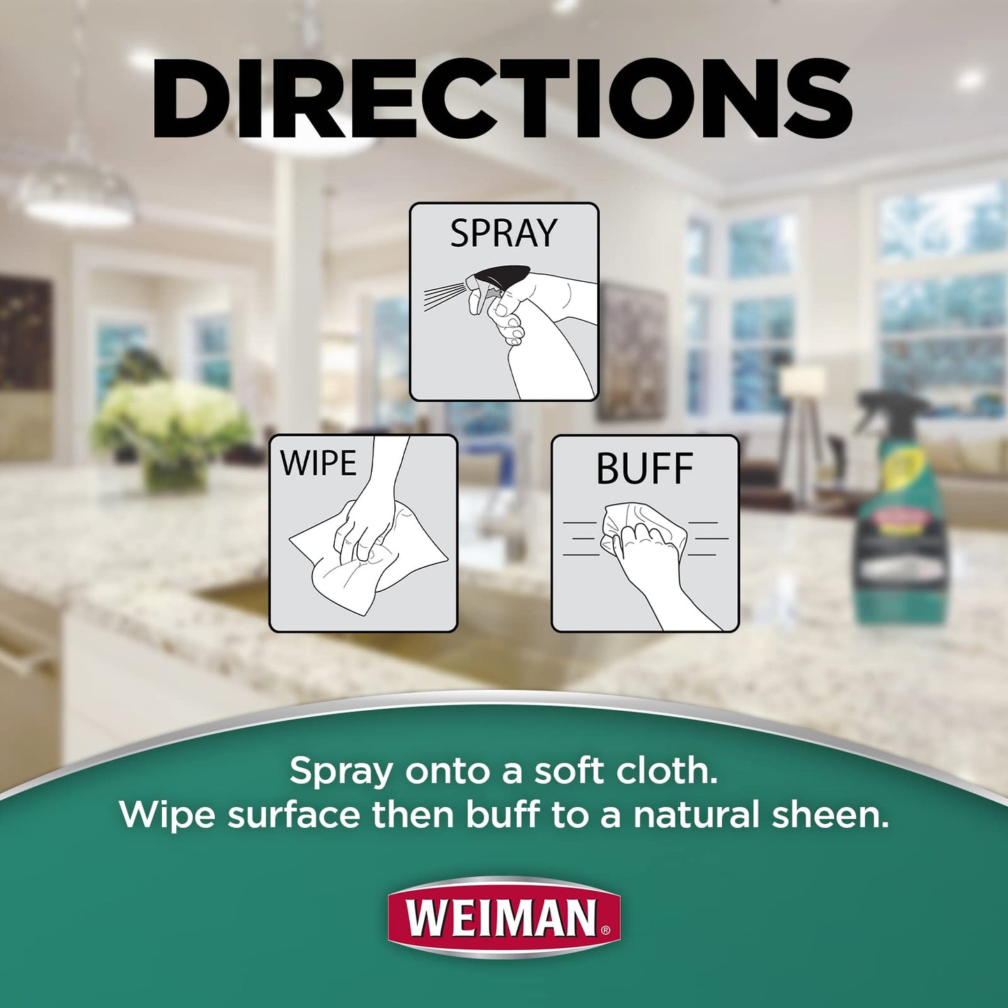 Weiman Granite Cleaner and Polish - 12 Fluid Ounce - Enhances Natural Color in Granite, Quartz, Marble, Soap Stone and More 🍁 All In One Marketplace Canada
