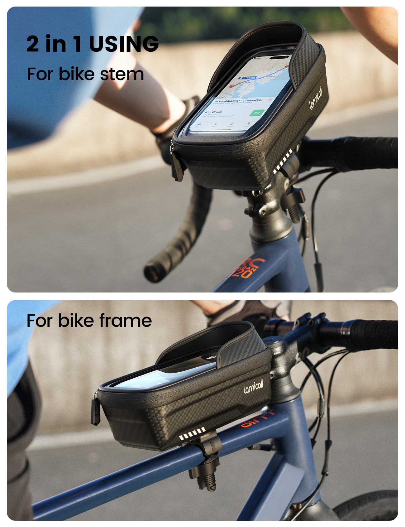 Lamicall Bike Frame Bag Waterproof - [Quick Install & Remove] 1.3L Bike Phone Bag with Sensitive Touch Screen, Bike Phone Holder with Rain Cover, Bicycle Top Tube Bag, Bike Accessories for Phones 4-7" 🍁 All In One Marketplace Canada