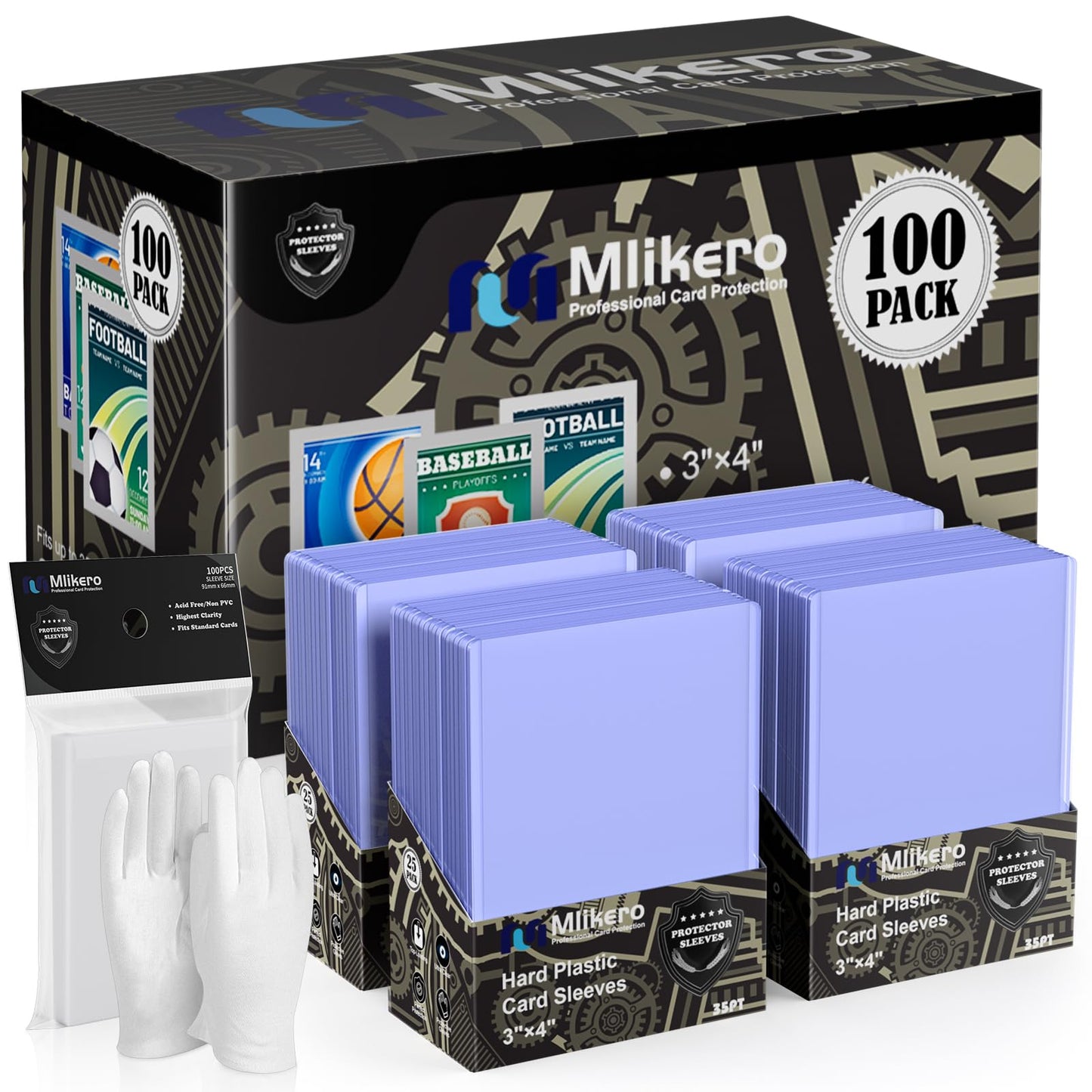 200 Card Sleeves Top Loaders for Cards, 3"x4" Hockey Card Protectors Hard Plastic, Trading Card Sleeves Fit for Hockey and Game Cards (100 Toploaders + 100 Soft Sleeves) 🍁 All In One Marketplace Canada