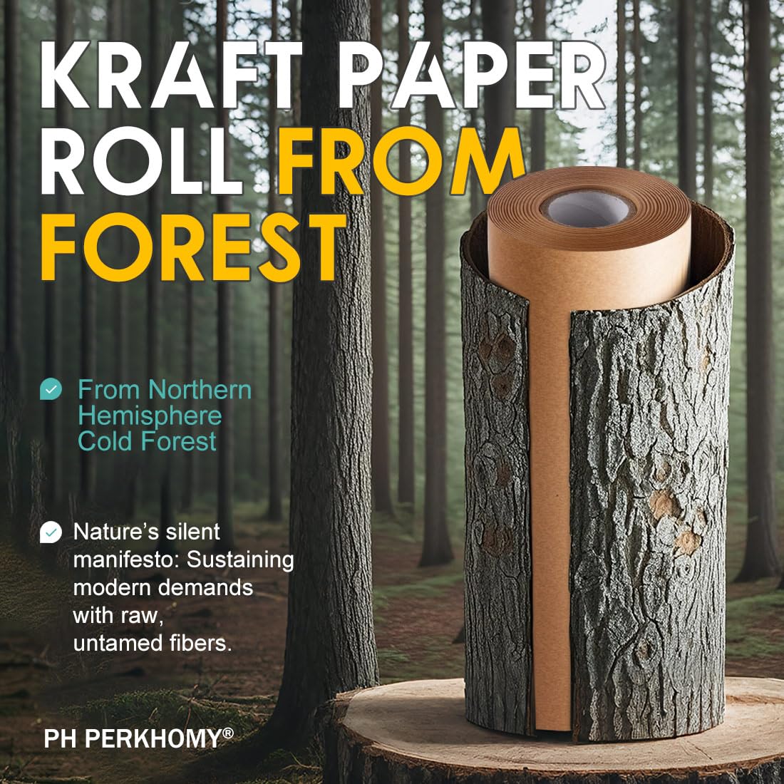 PerkHomy 36" x 2,400" (200') Brown Kraft Paper Roll for Craft Bulletin Board Paper Art Table Covering Crafting Gift Wrapping Bouquet Packing Parcel 70GSM 50LB (Brown, 36" x 200') 🍁 All In One Marketplace Canada